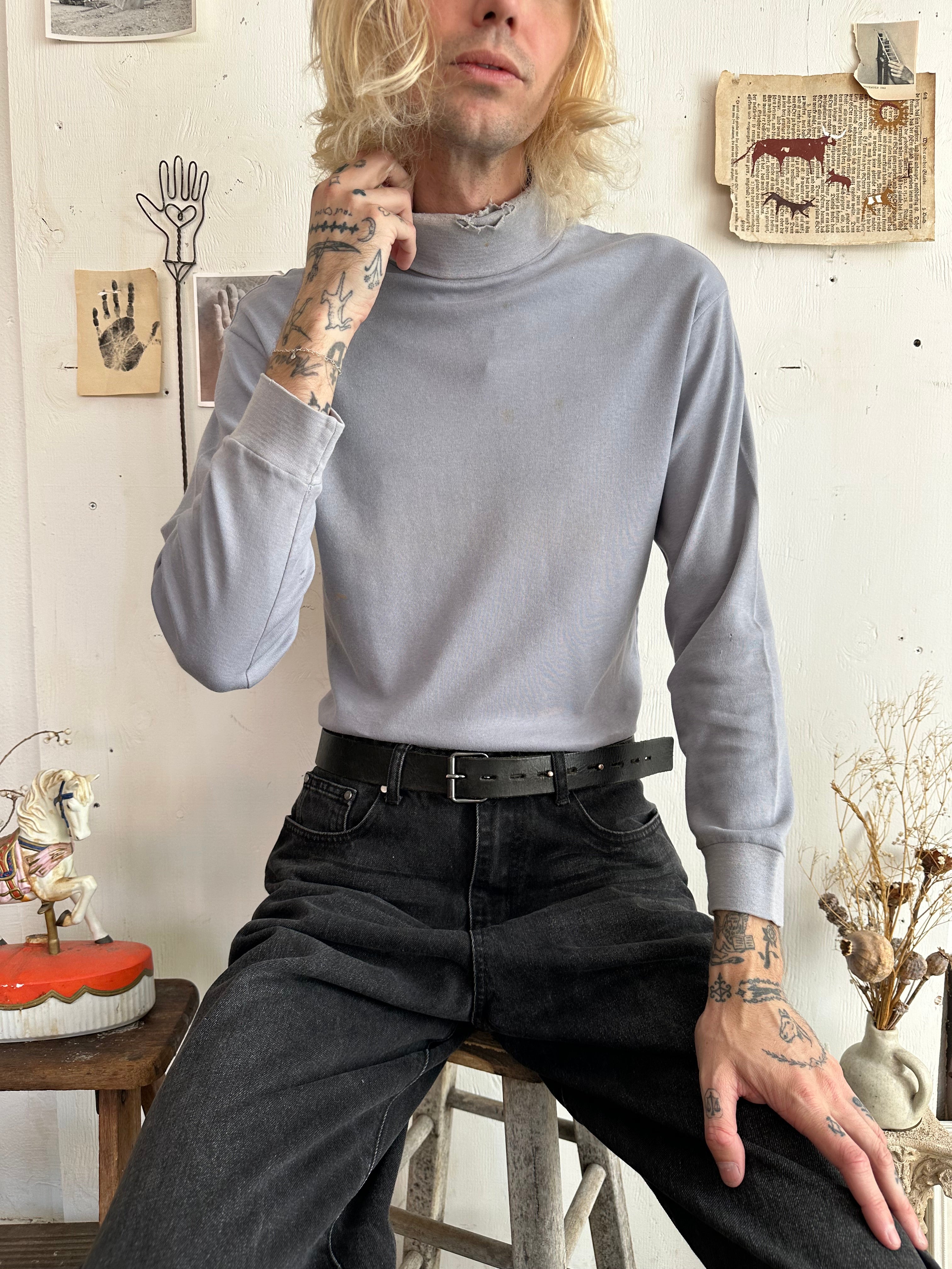 1980s Thrashed Cotton Turtleneck Long Sleeve (Boxy M)