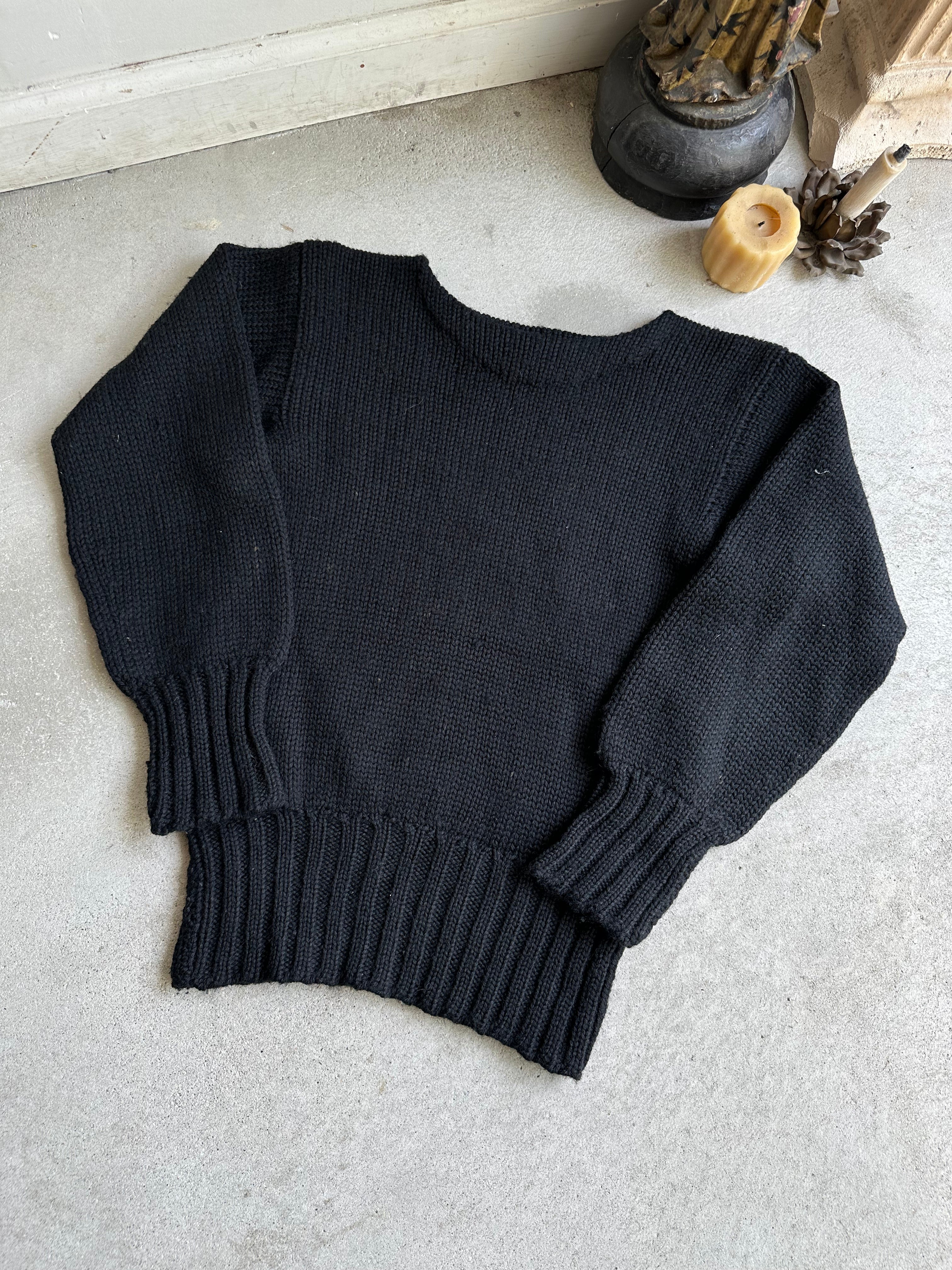 1940s Black Knit Sweatshirt (S)