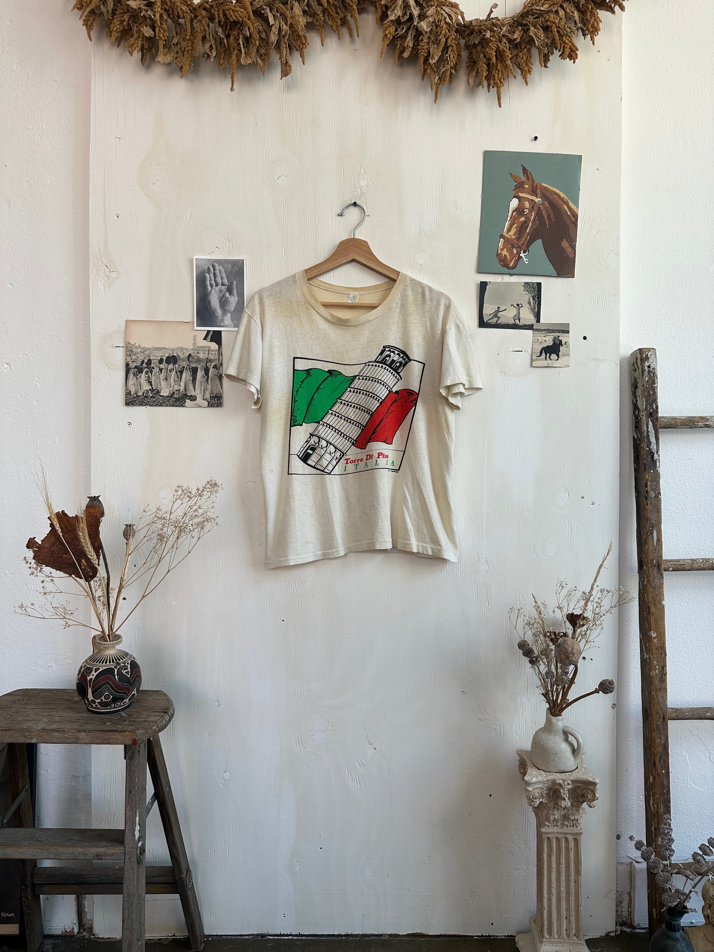 1980s Thrashed Leaning Tower Of Pisa Tee (Boxy S/M)