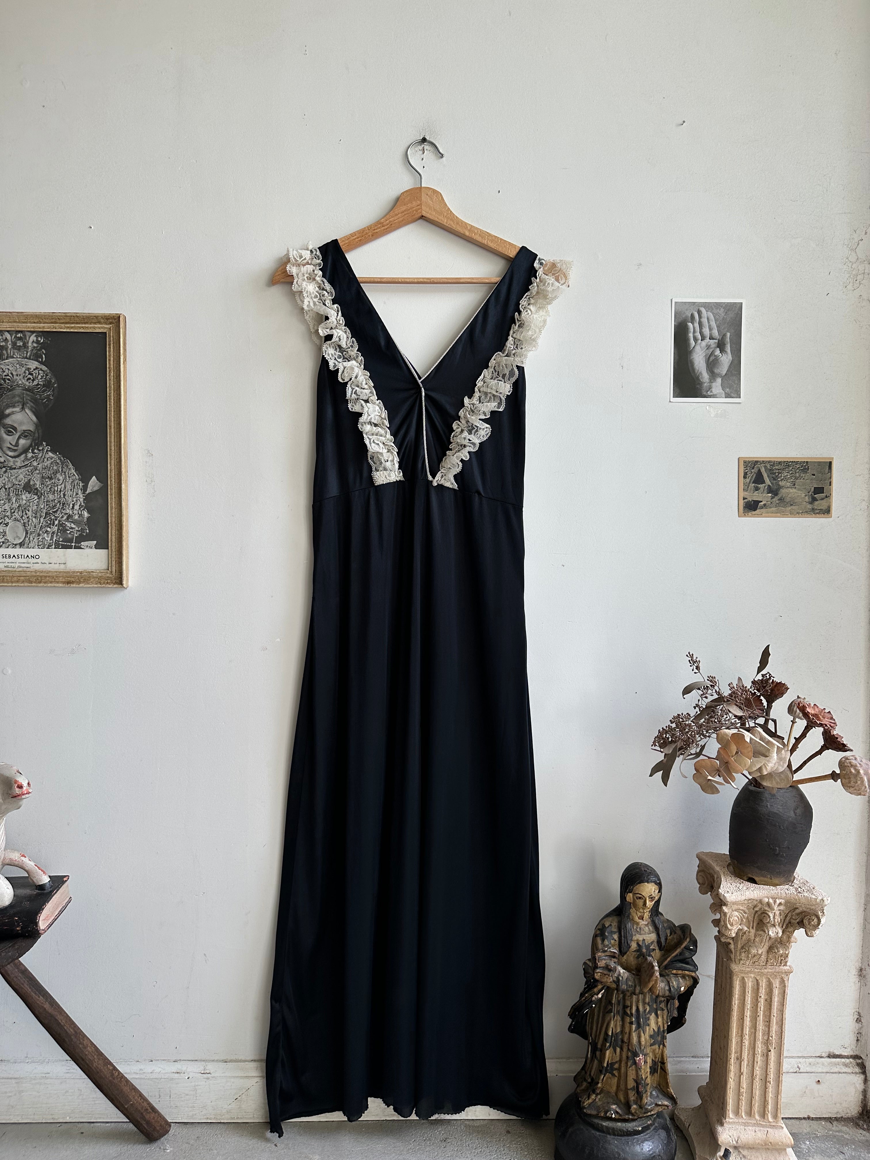 1970s Frilled Slip Dress (M)