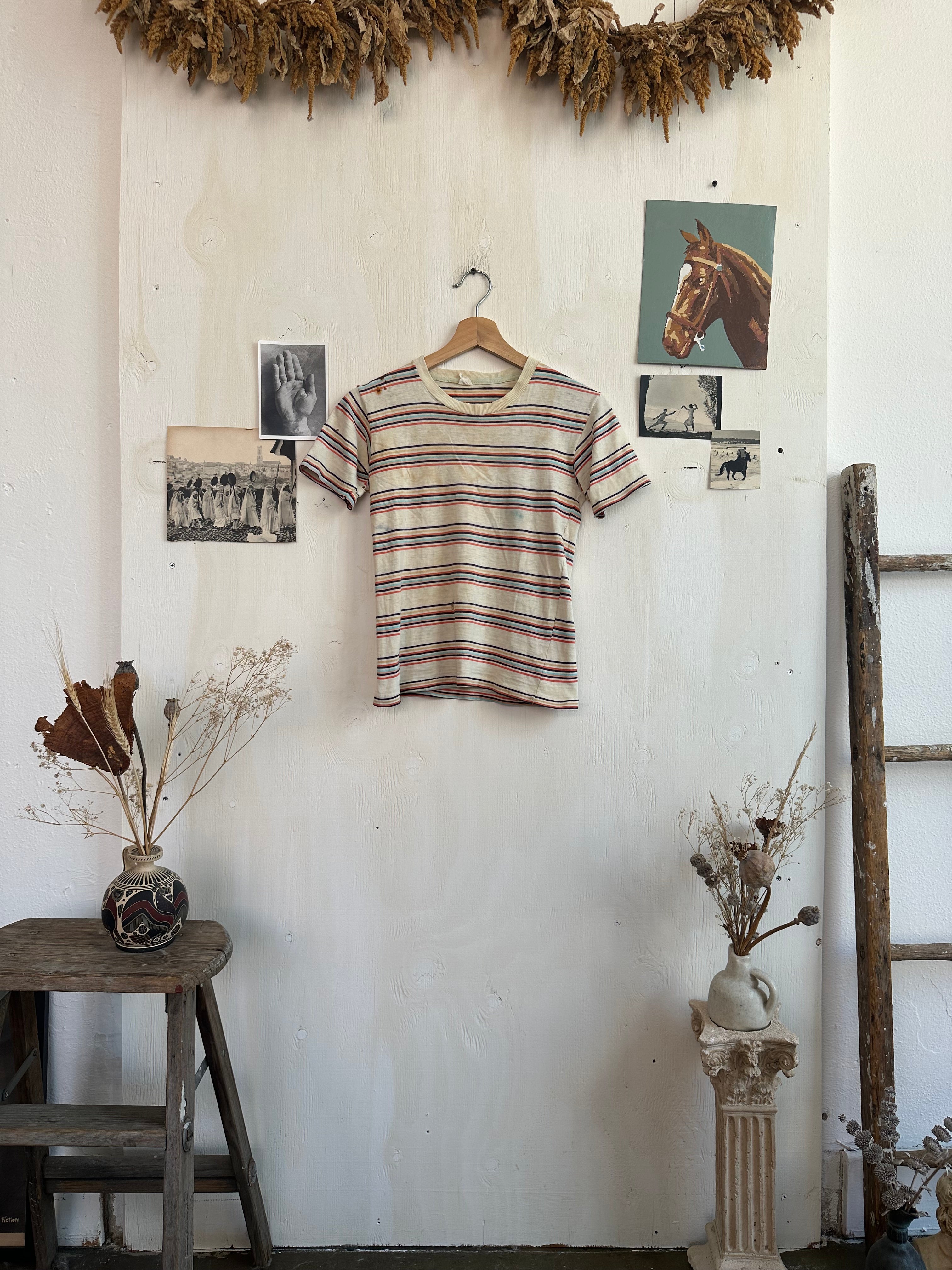 1960s Thrashed Striped Tiny Tee (XS)