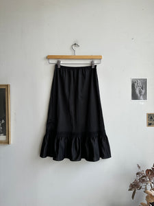 1980s Black Frill Slip Skirt (XS - S)