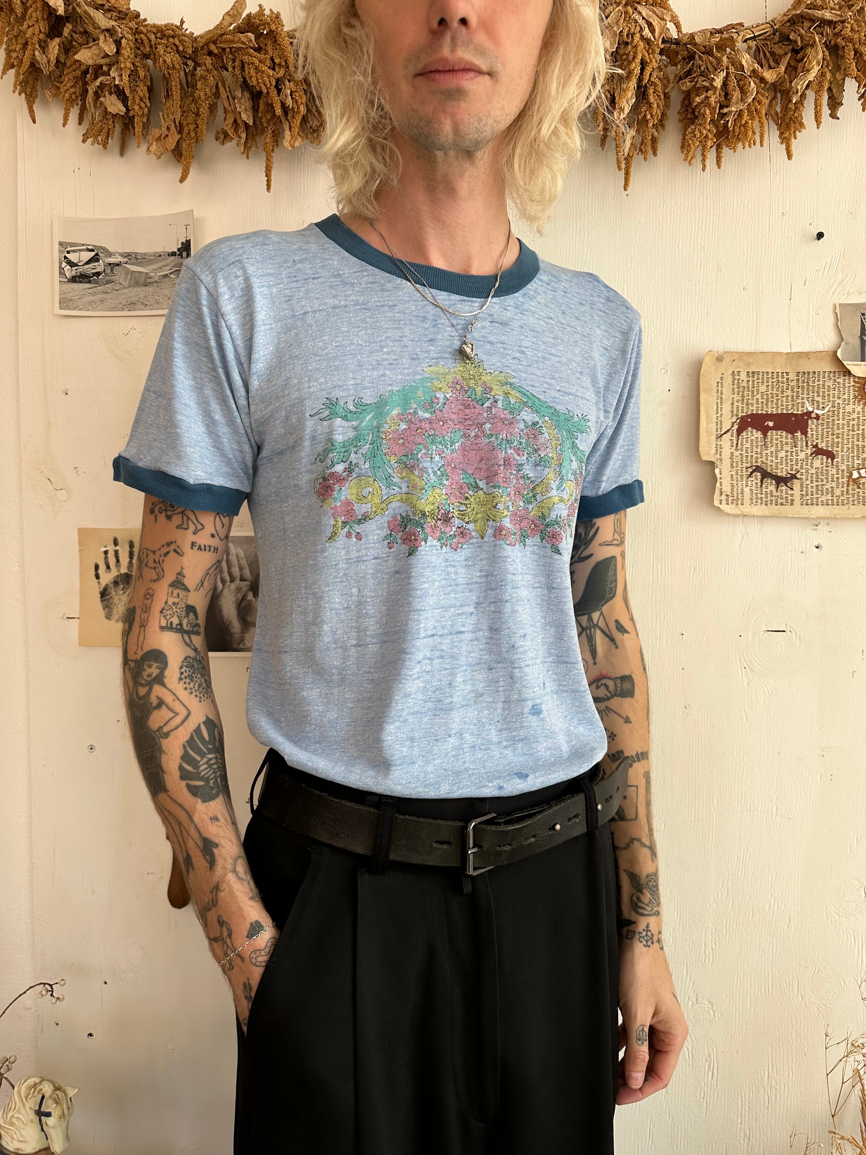 1980s Paper Thin Floral Ringer (M)