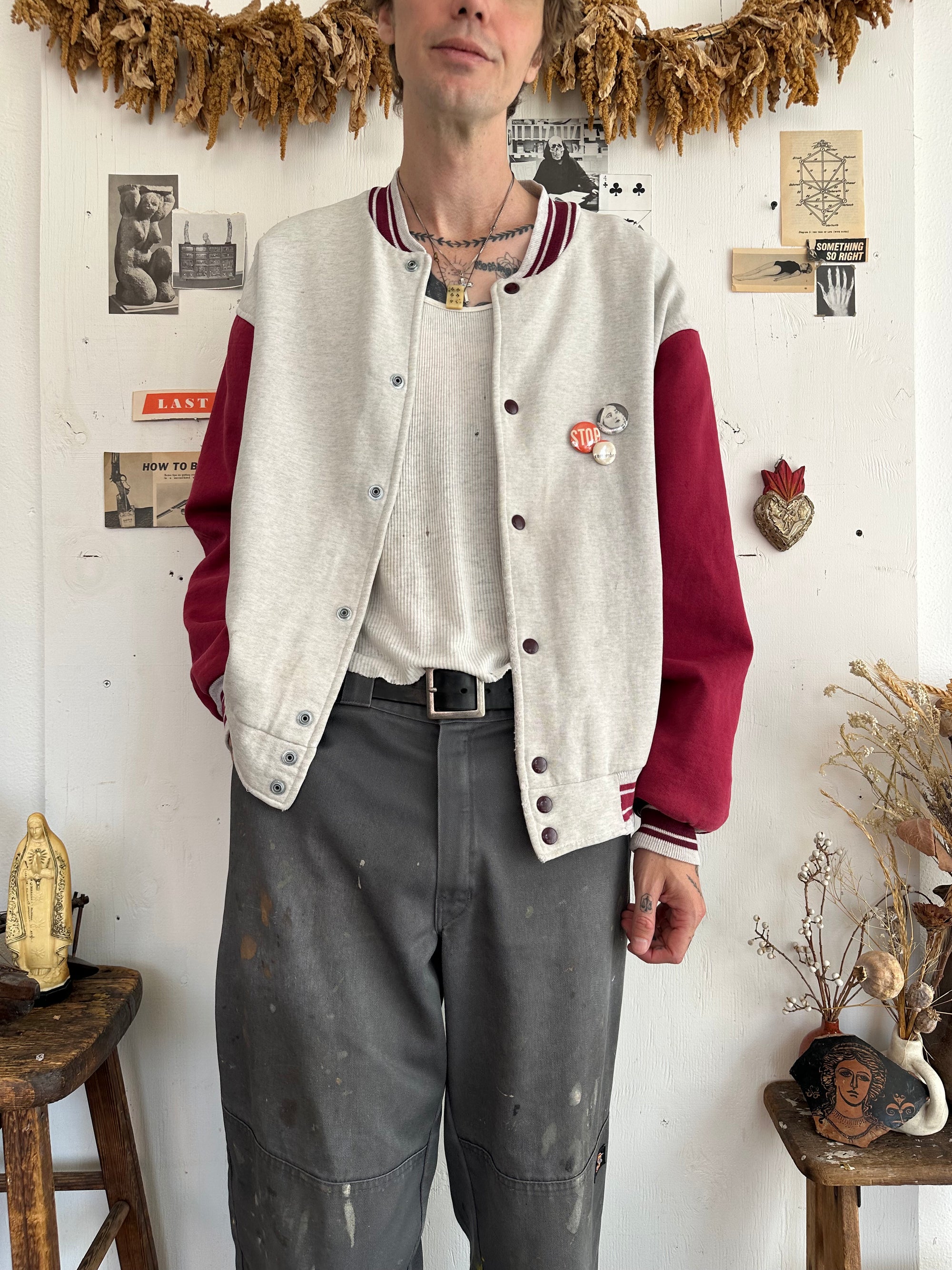 1990s Sunfaded Sweatshirt Letterman w/ Pins (XL)