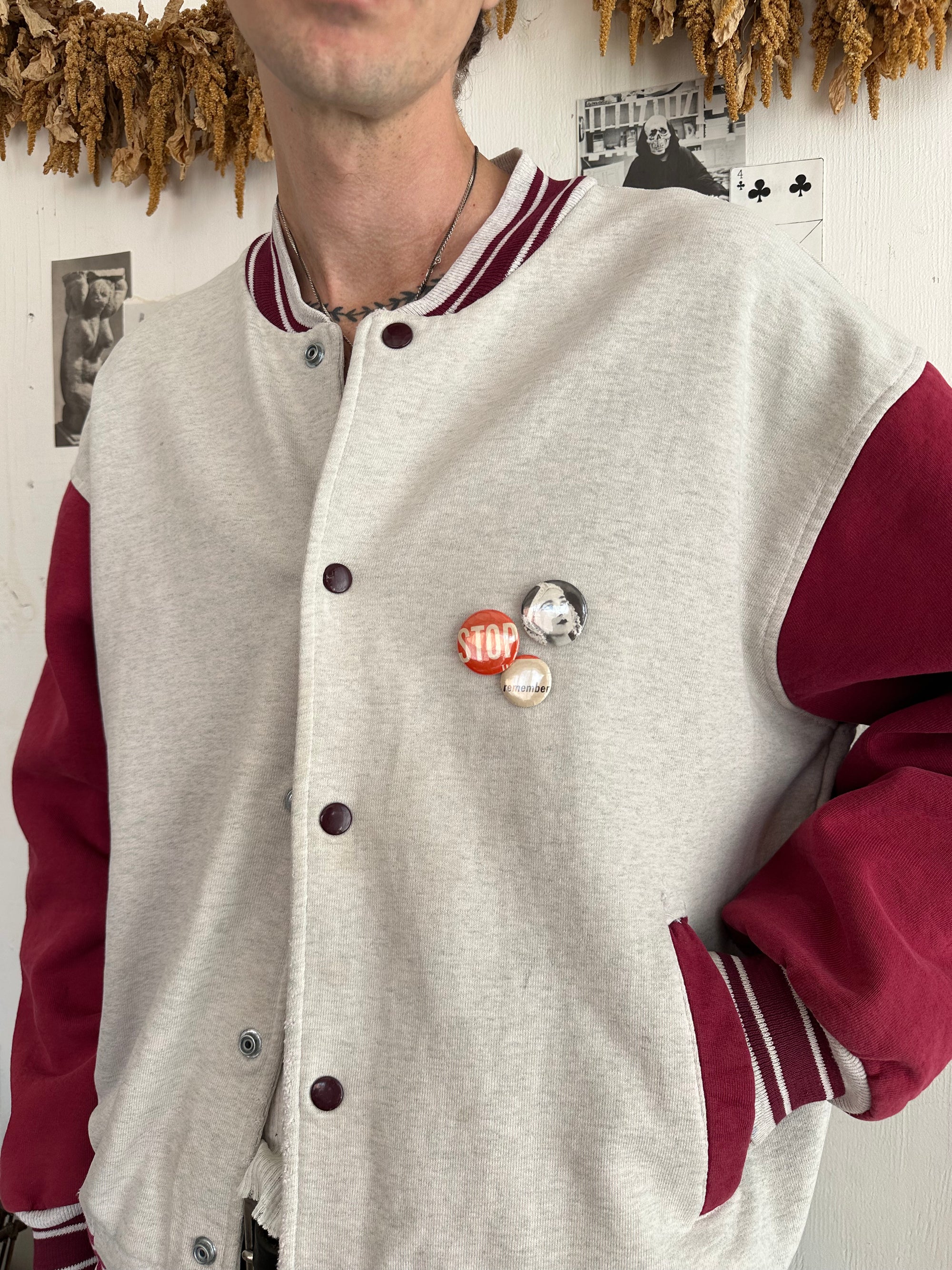 1990s Sunfaded Sweatshirt Letterman w/ Pins (XL)