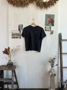 1970s Perfect Black Faded Pocket Tee (Boxy S)