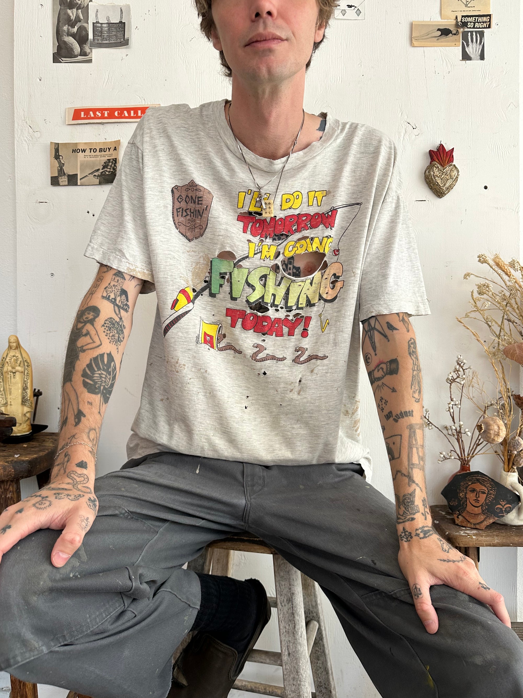 1990s Thrashed  I’m Going Fishing Tee (XL)