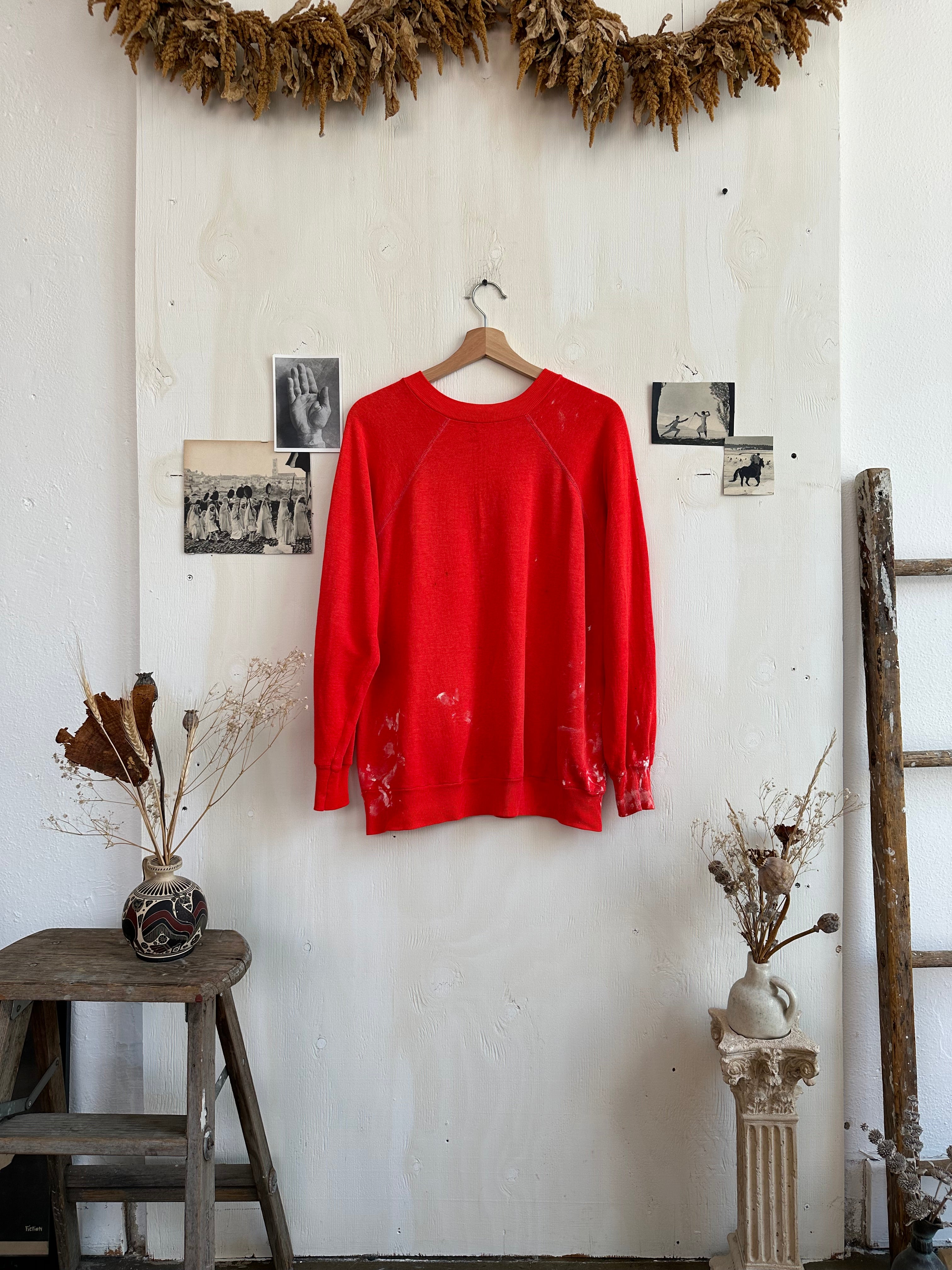 1970s Paint Stained Red Crewneck (L)