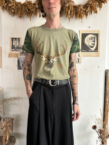 1980s Sun-Faded Deer Shirt with Camo Sleeves (M/L)