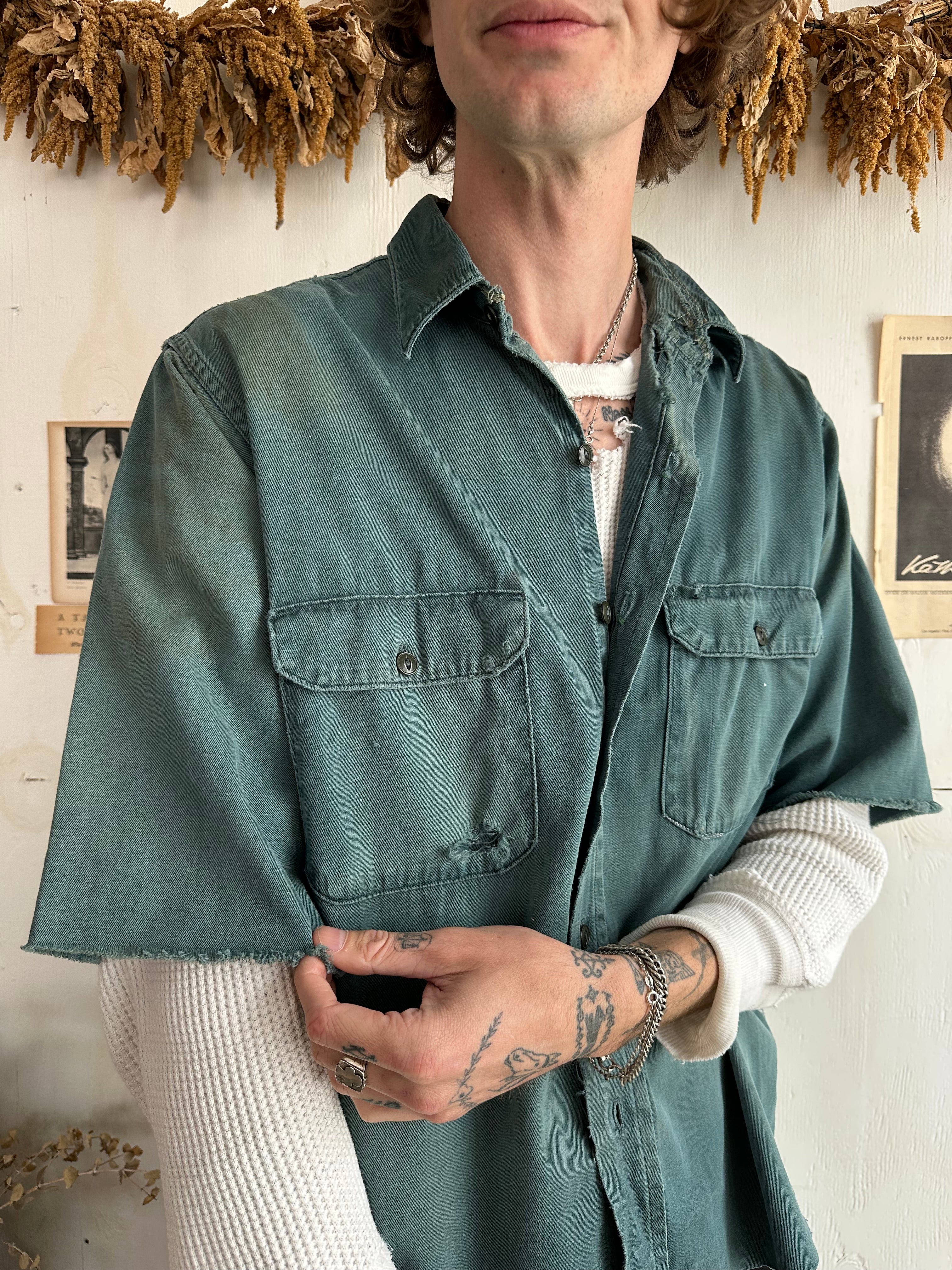 1940s Thrashed Work Shirt (Boxy XL)