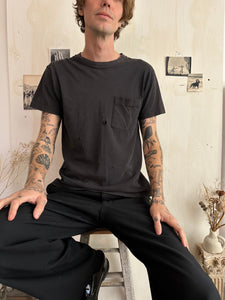 1980s Well-Worn Black Pocket Tee (Boxy M)