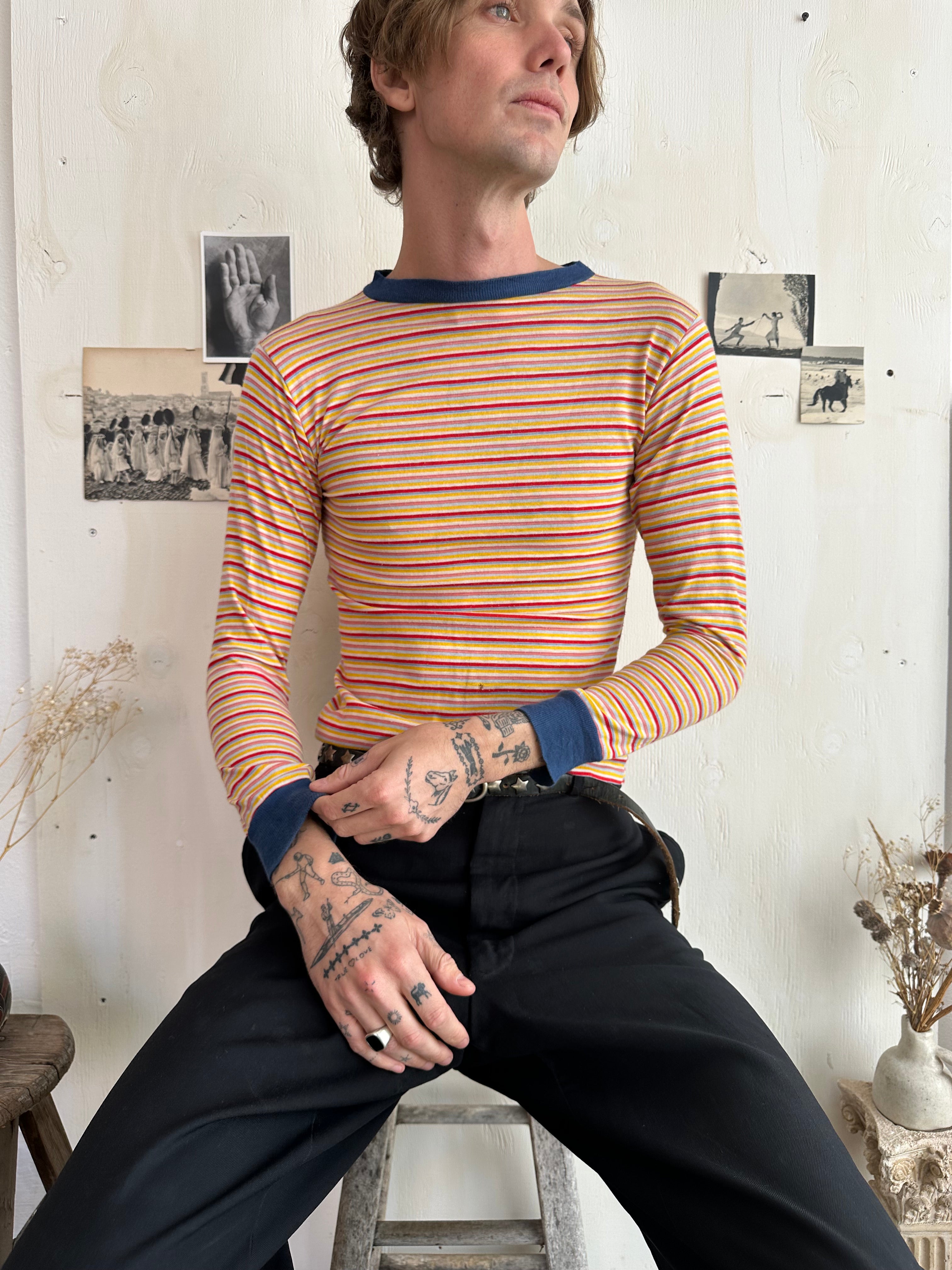 1980s Striped Long Sleeve Ringer (S)