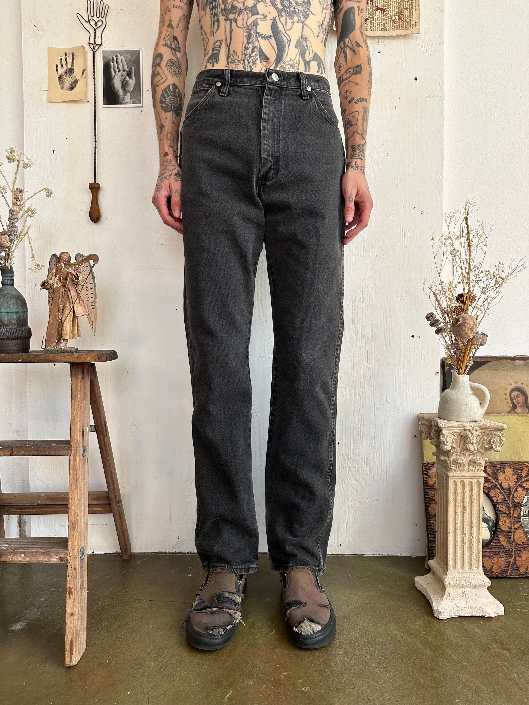 1980s Made In The USA Faded Black Wranglers