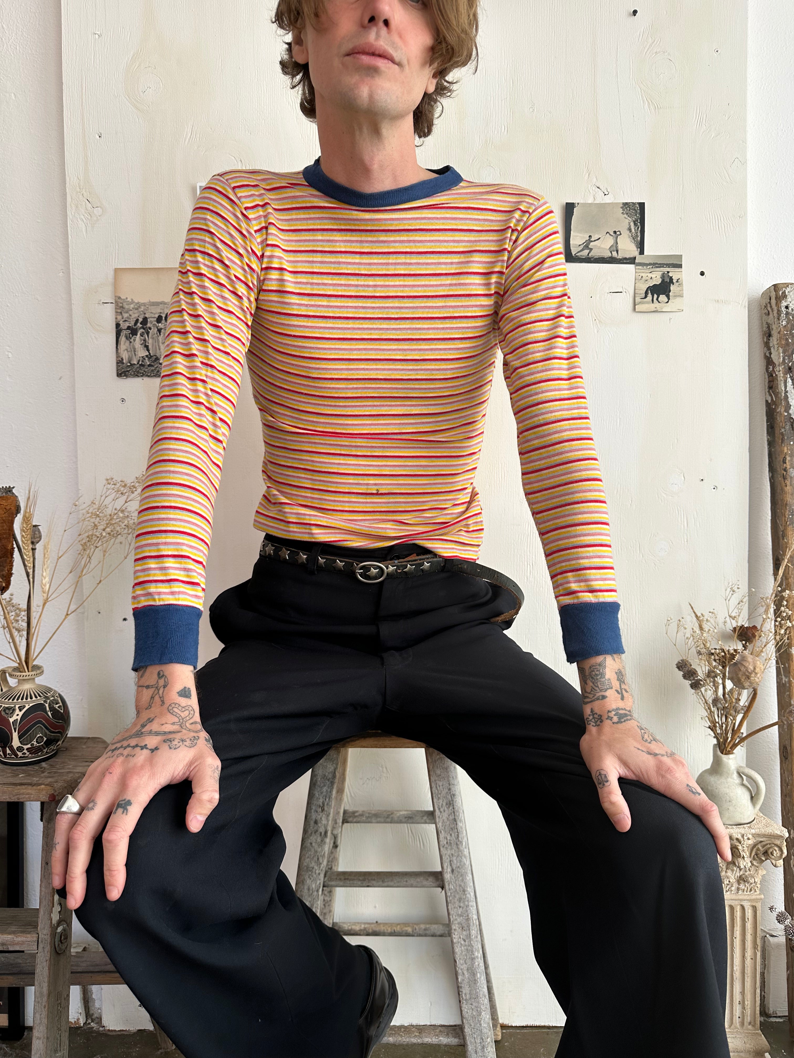 1980s Striped Long Sleeve Ringer (S)