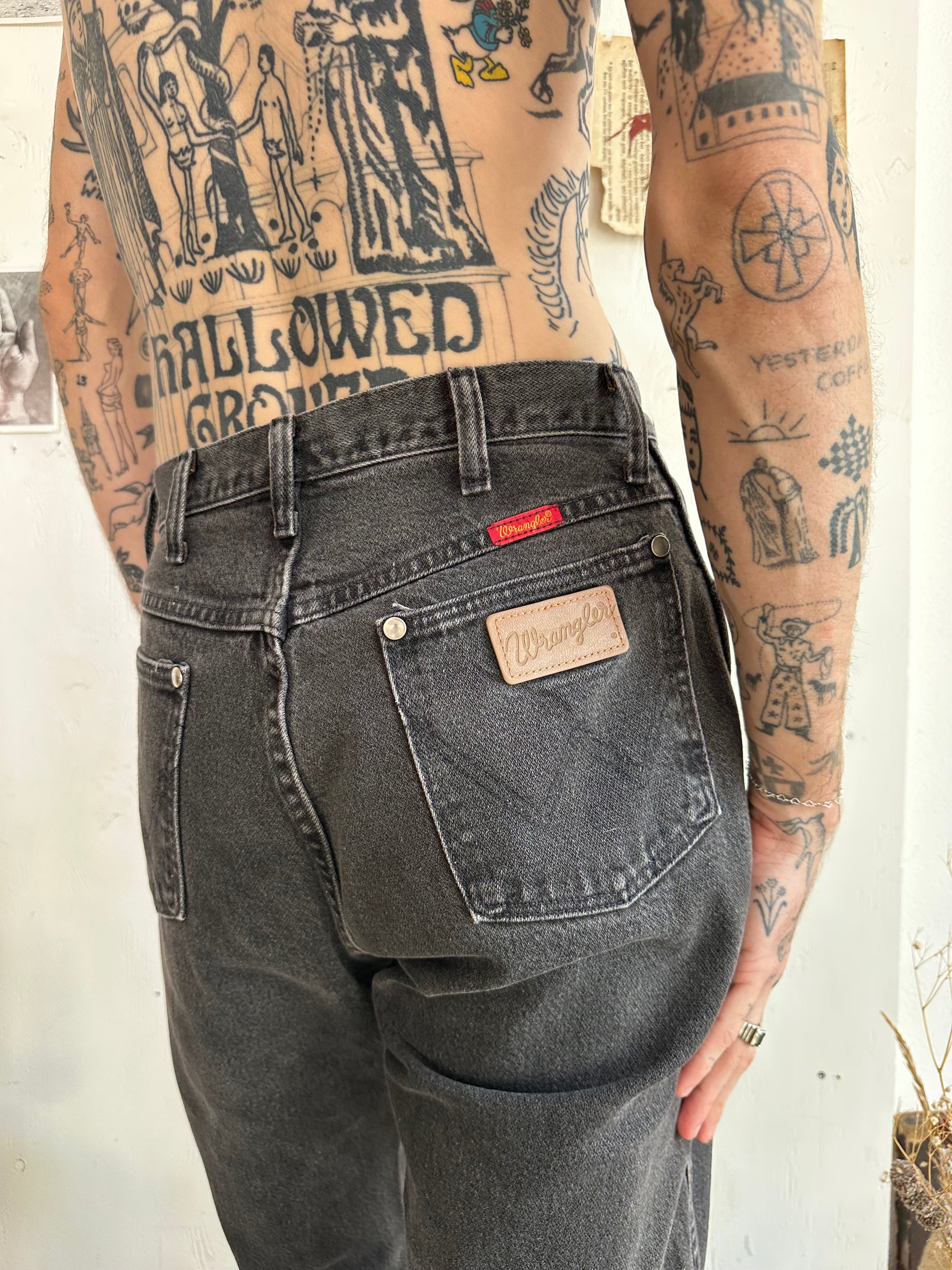 1980s Made In The USA Faded Black Wranglers