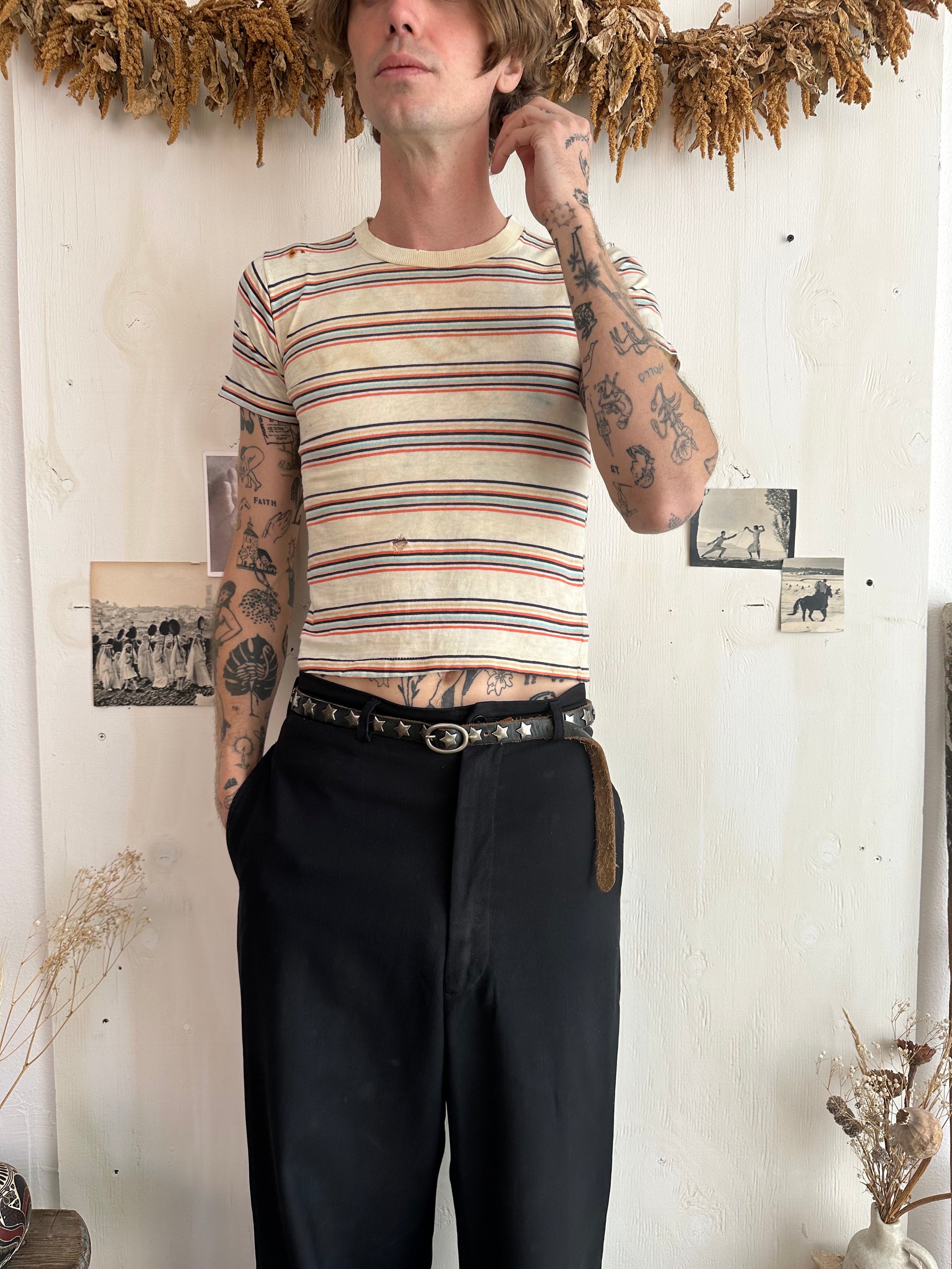 1960s Thrashed Striped Tiny Tee (XS)