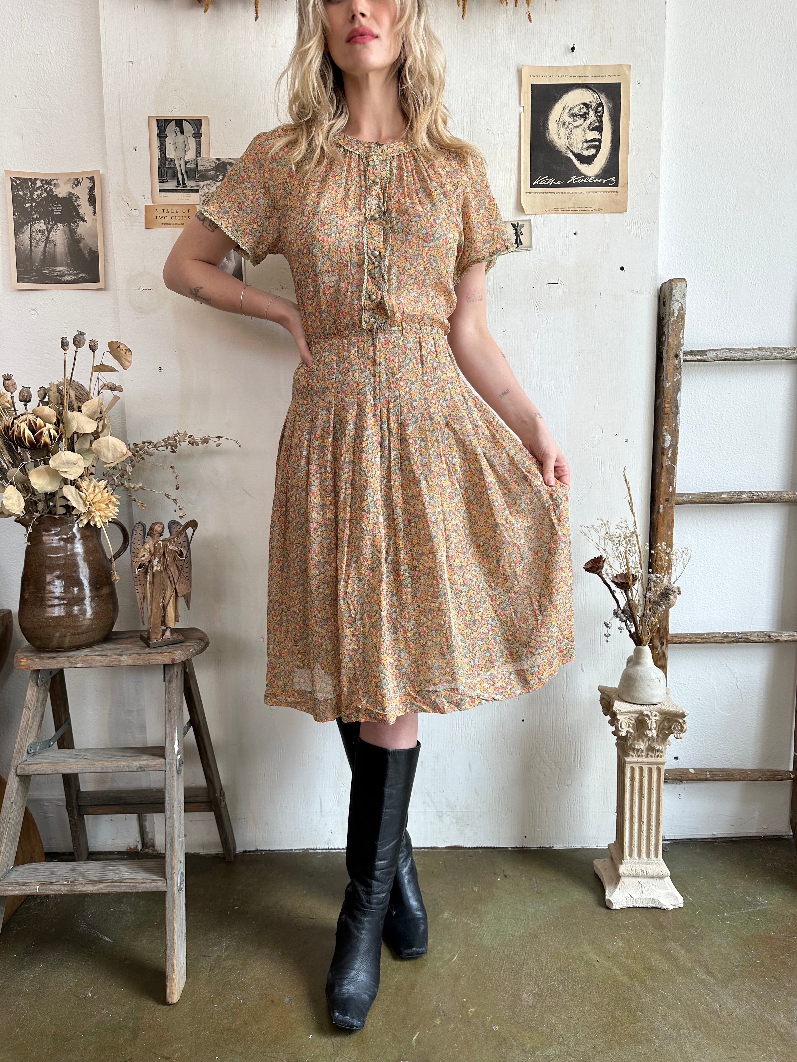 1970s Floral Midi Sundress (M)