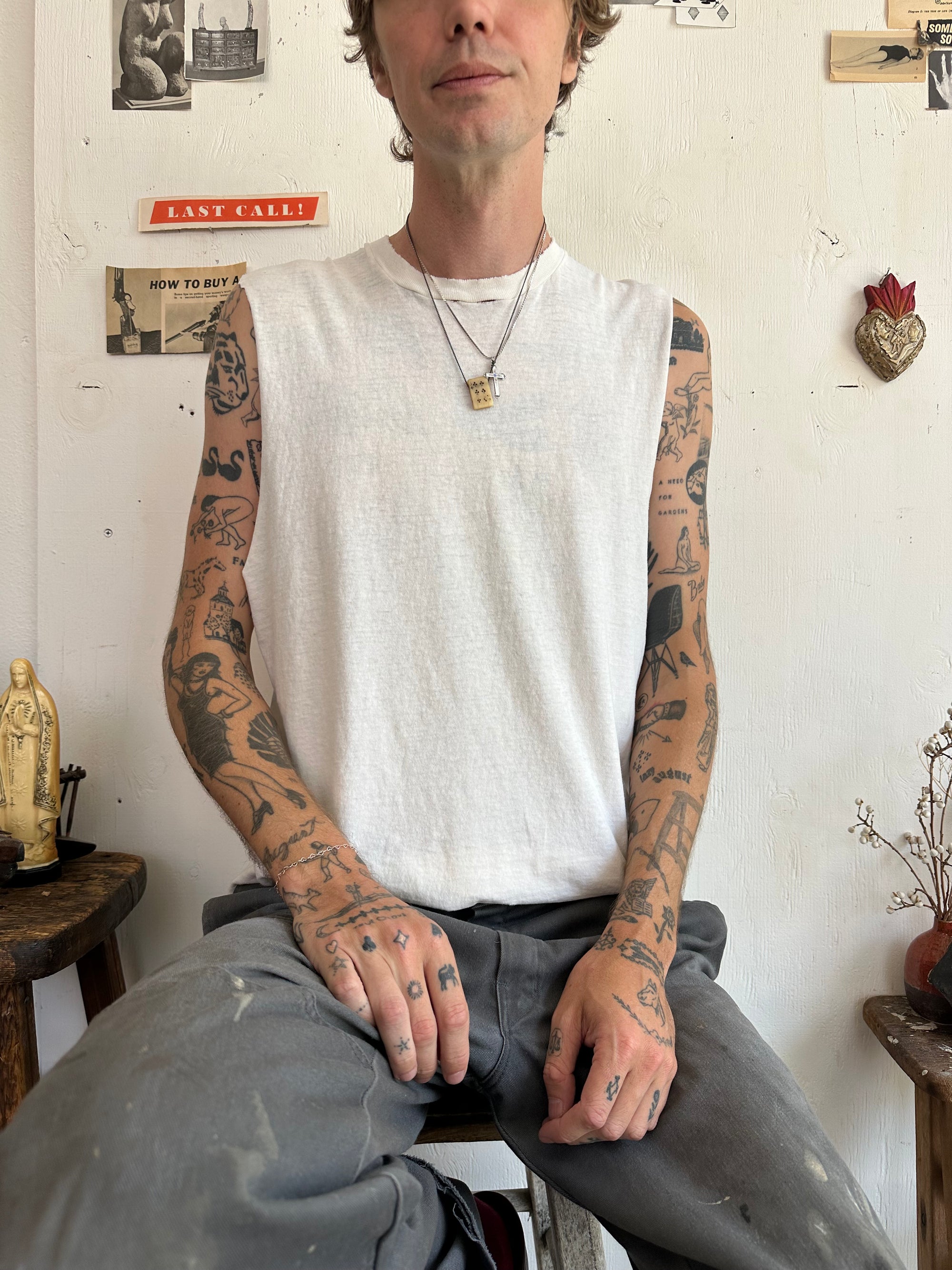 1980s Well Worn White Muscle Tee