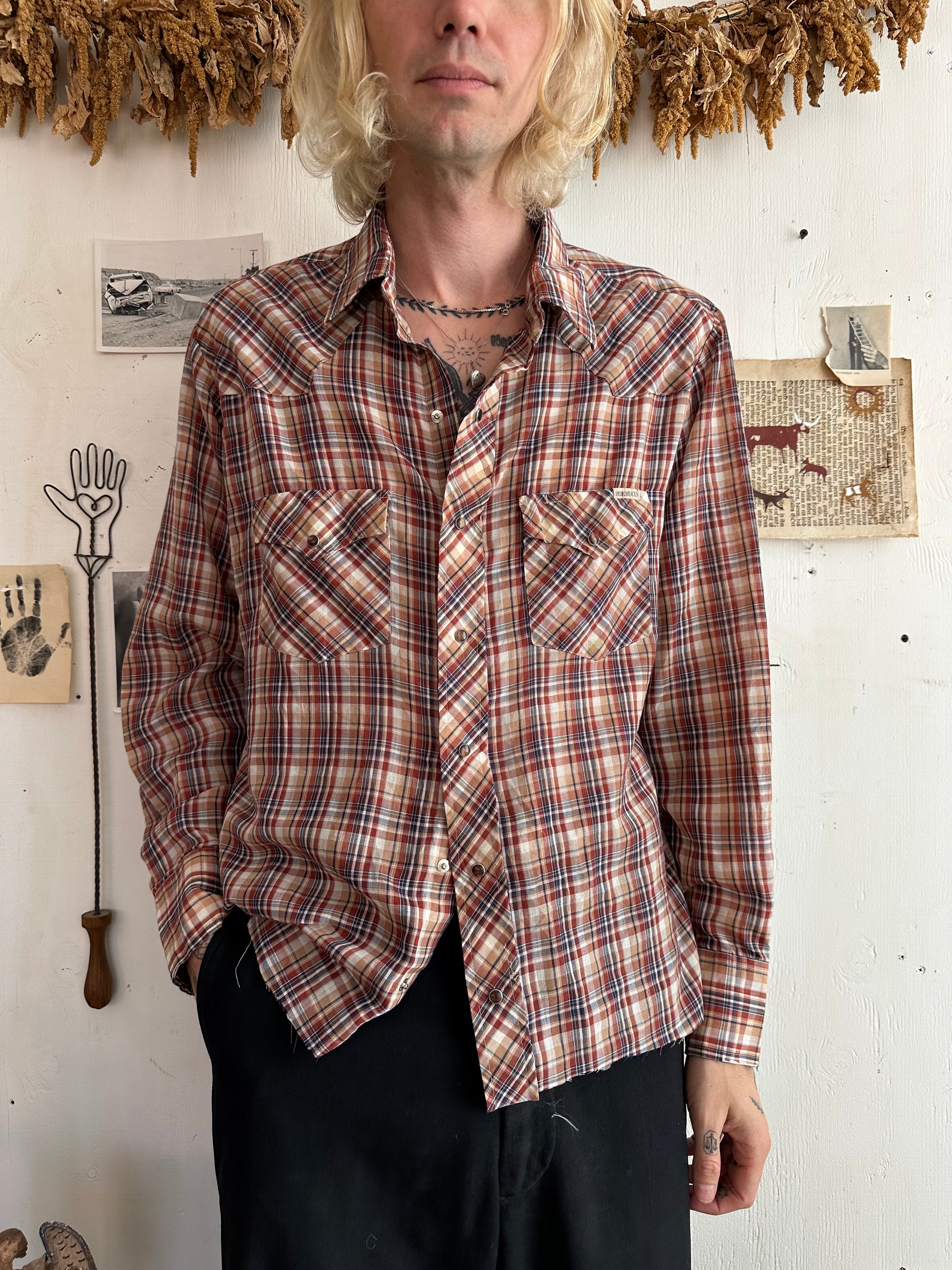 1970s Paper Thin Snap Button Western