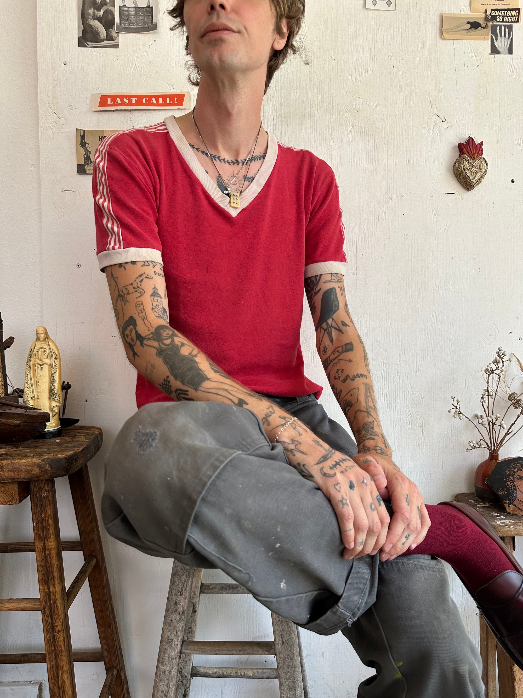 1970s Well Worn Athletic V-Neck