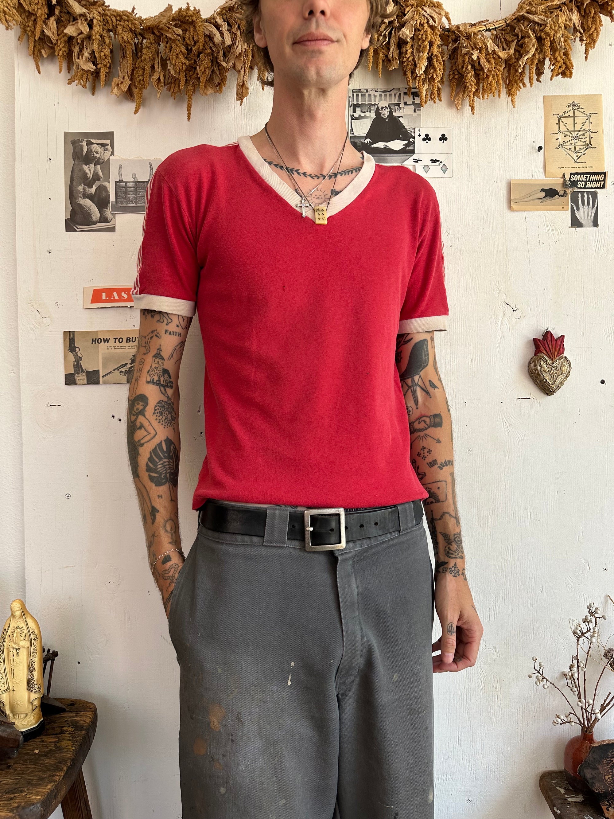 1970s Well Worn Athletic V-Neck