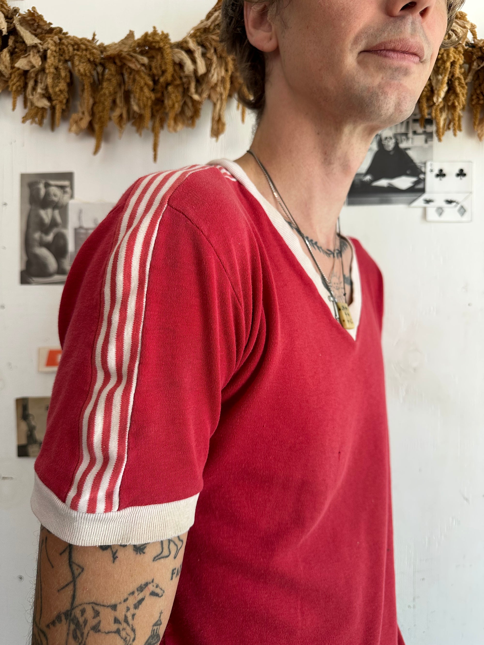 1970s Well Worn Athletic V-Neck