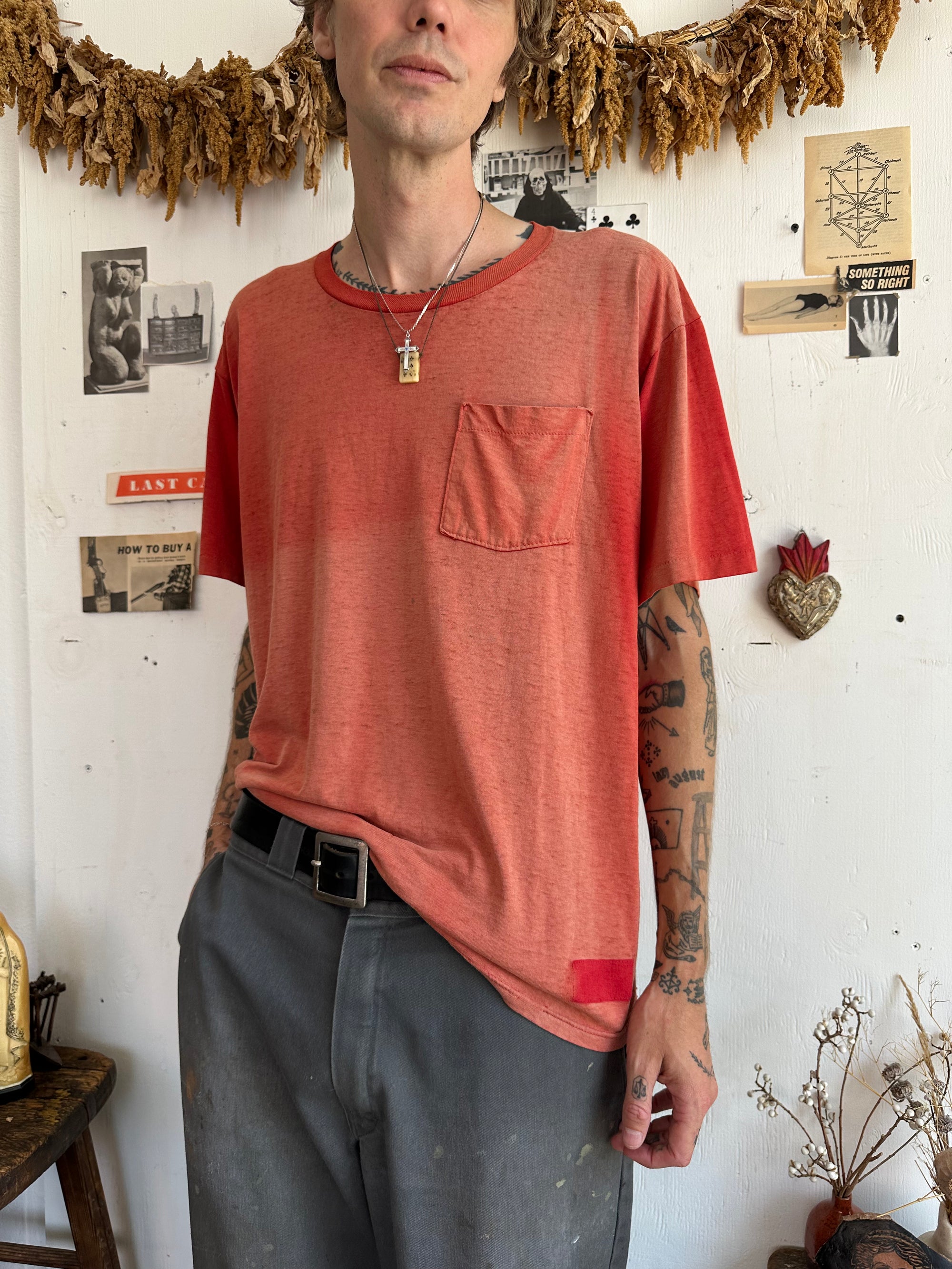 1980s Perfect Sunfaded Red Pocket Tee