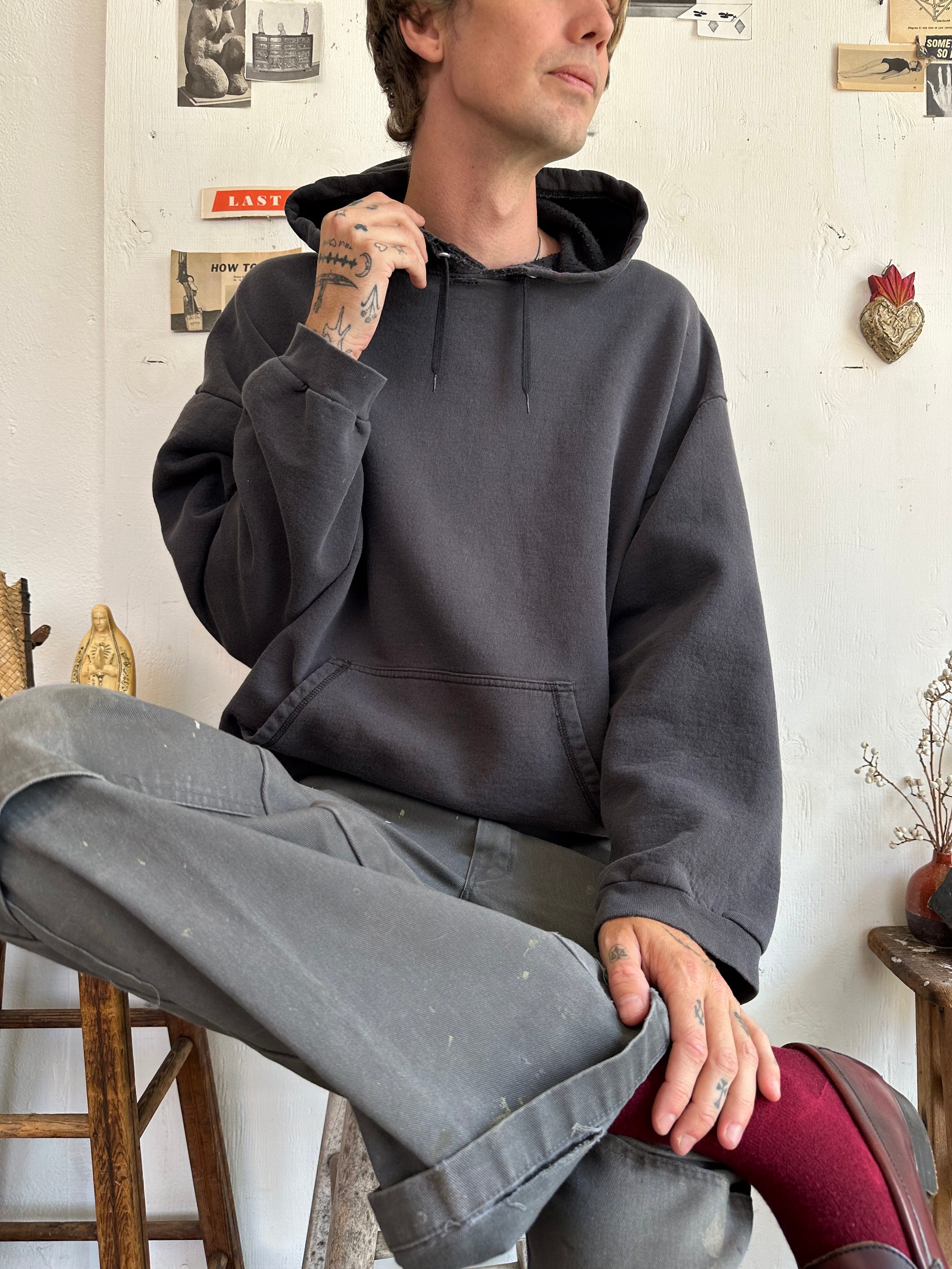 1990s Faded Black Hoodie
