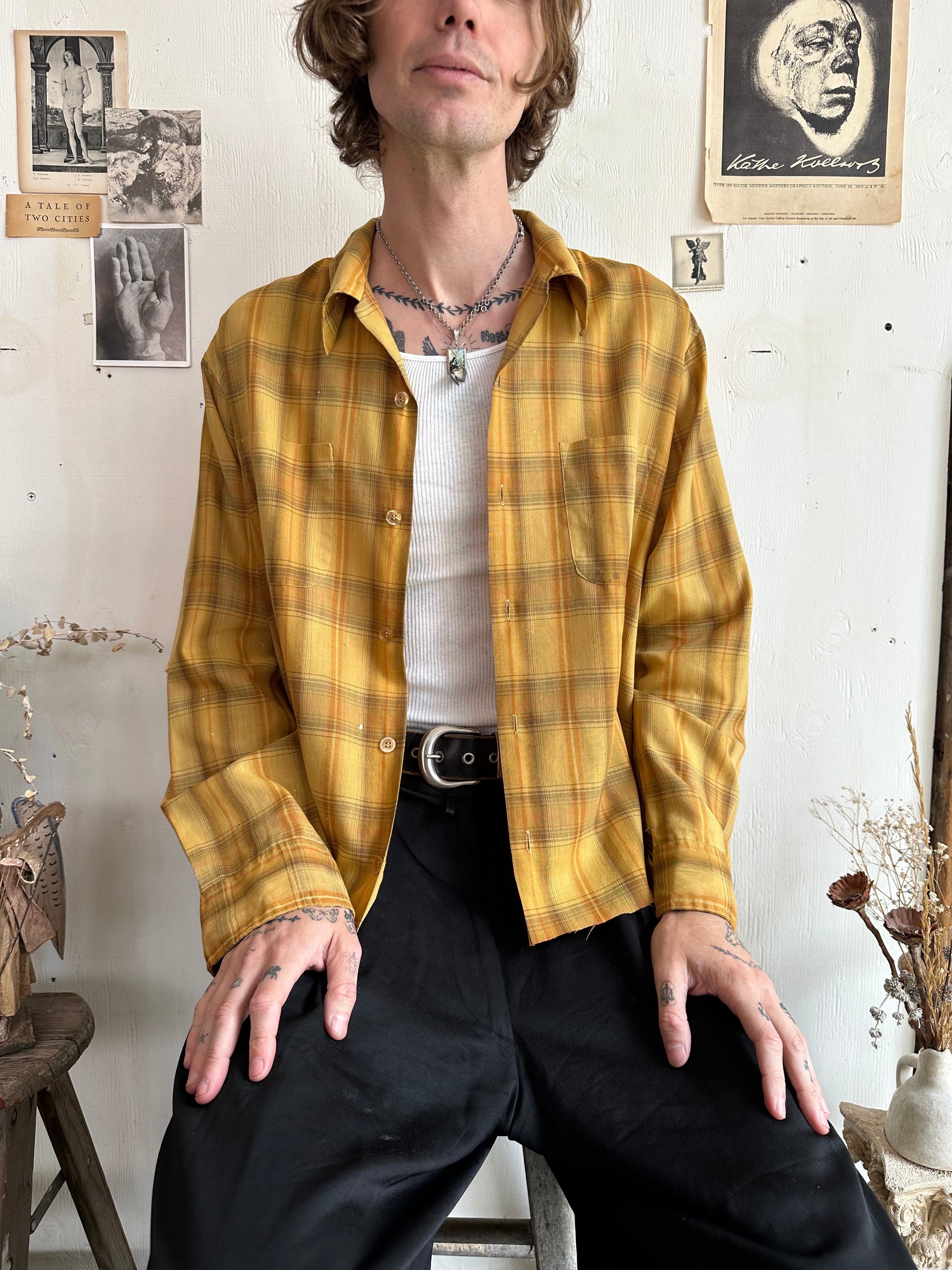 1970s Well-Worn Plaid Shirt (Boxy L/XL)