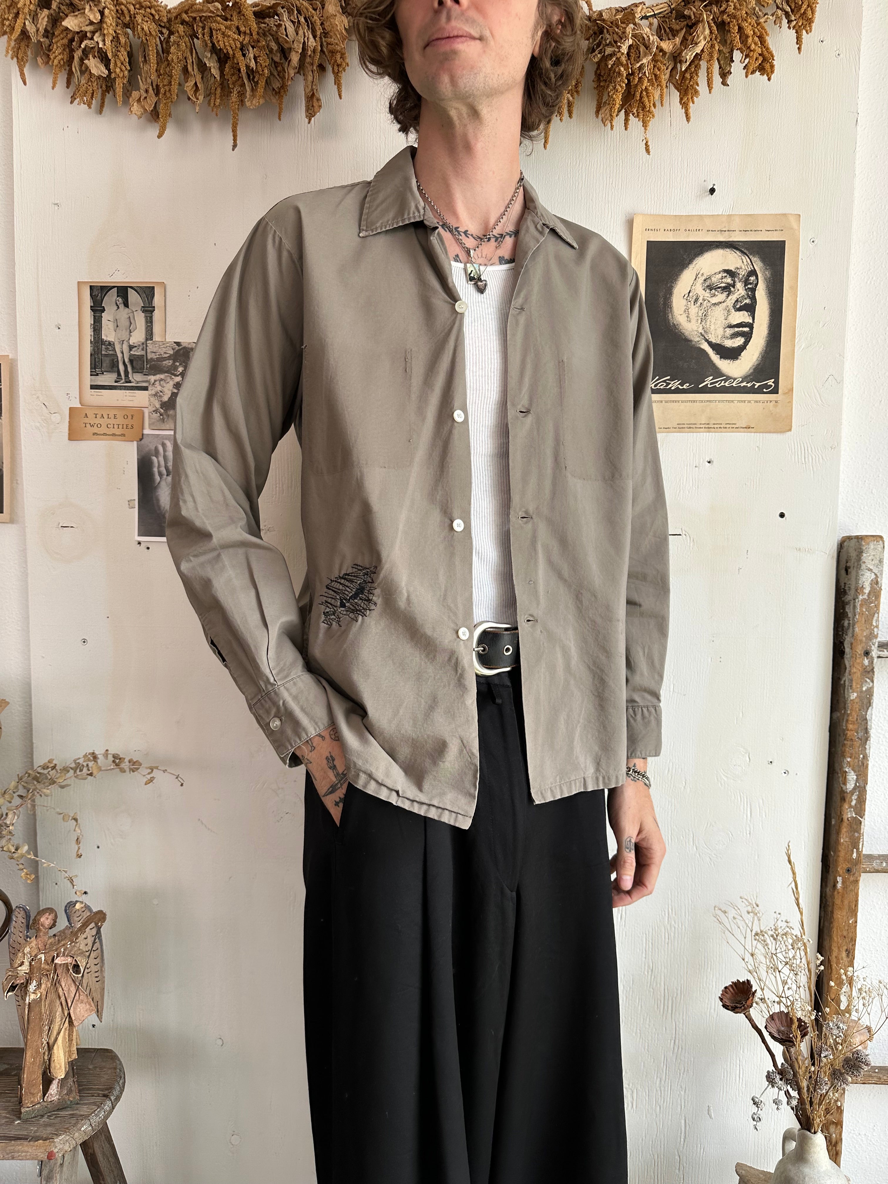 1950s Thrashed and Repaired Work Shirt (S/M)