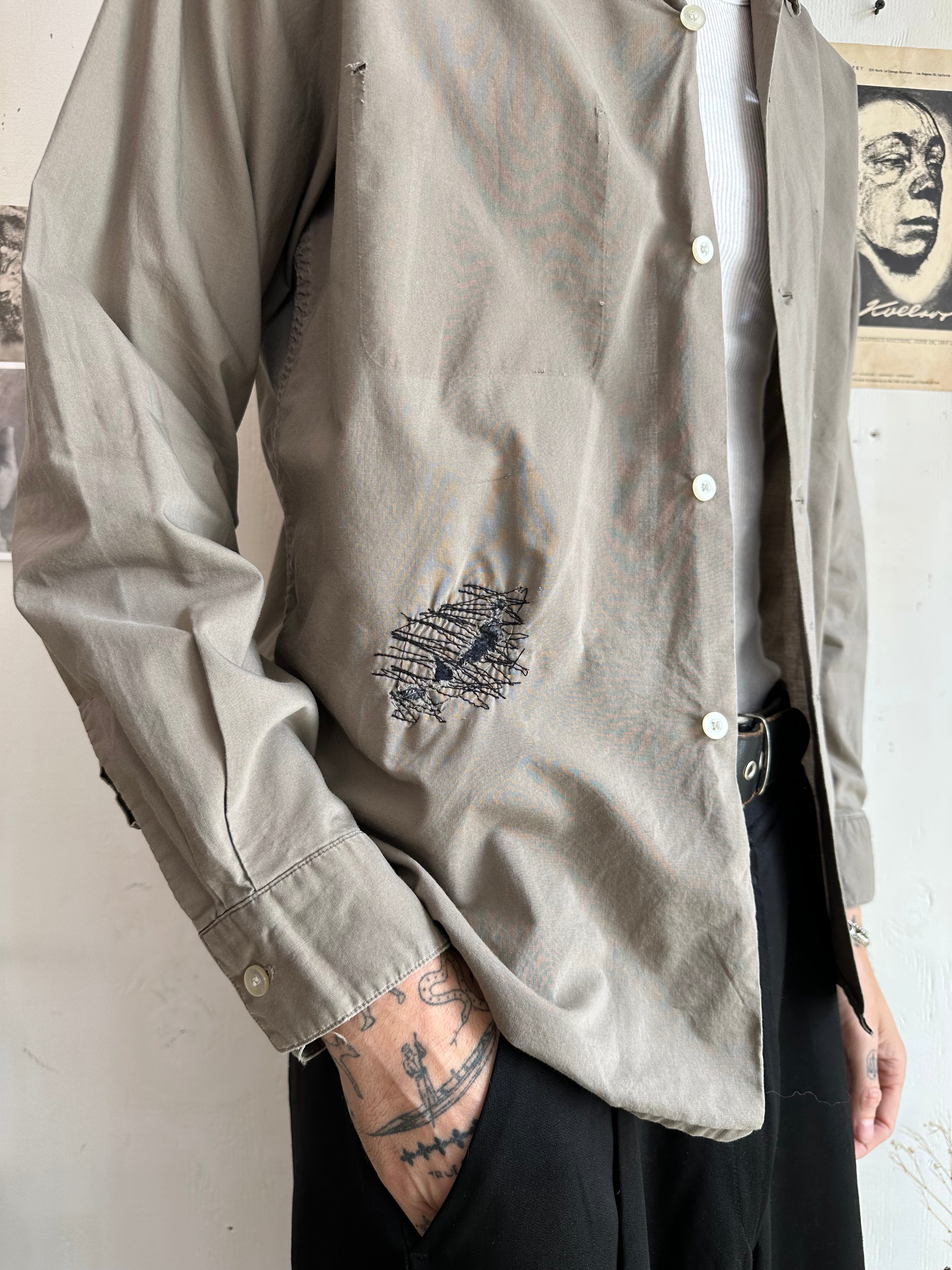 1950s Thrashed and Repaired Work Shirt (S/M)