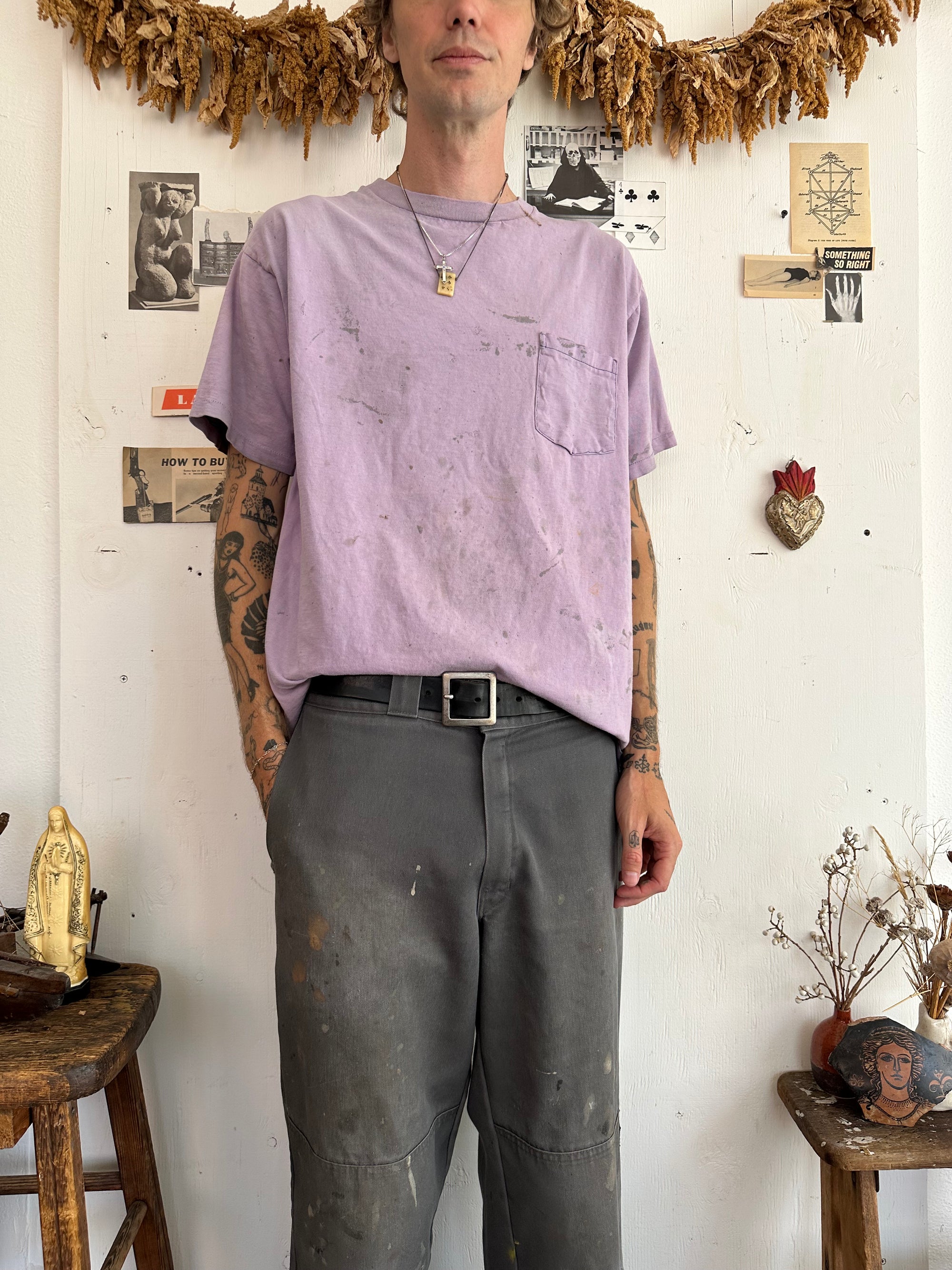 1990s Paint Splattered Lavender Pocket Tee