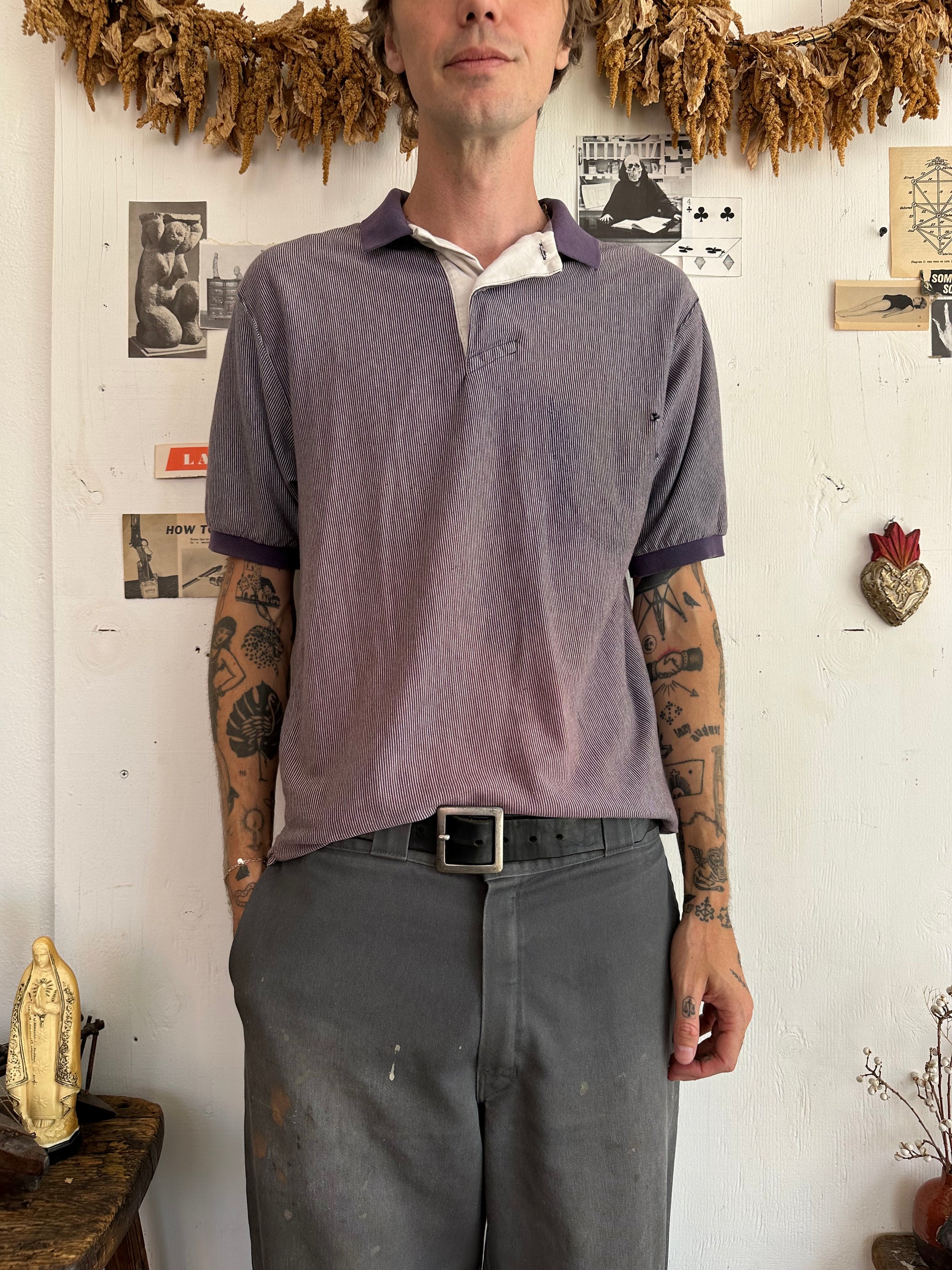 1990s Sunfaded Ghost Pocket Striped Polo