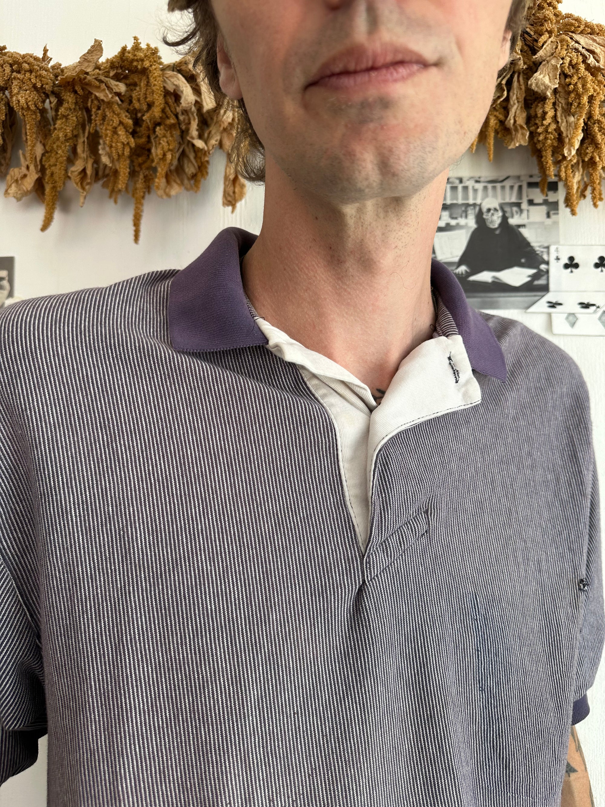 1990s Sunfaded Ghost Pocket Striped Polo