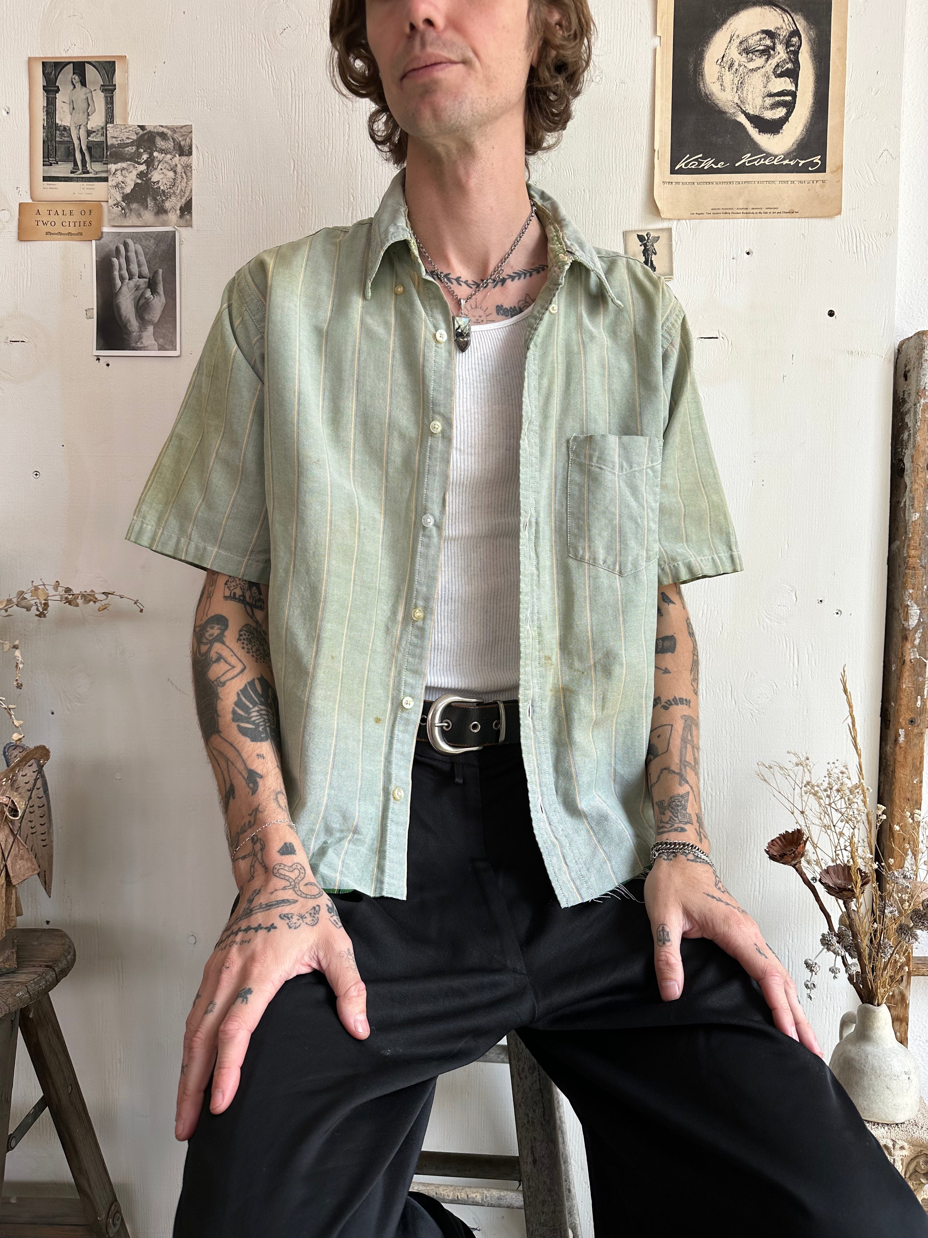 1940s Striped Button Up Shirt (Boxy L/XL)
