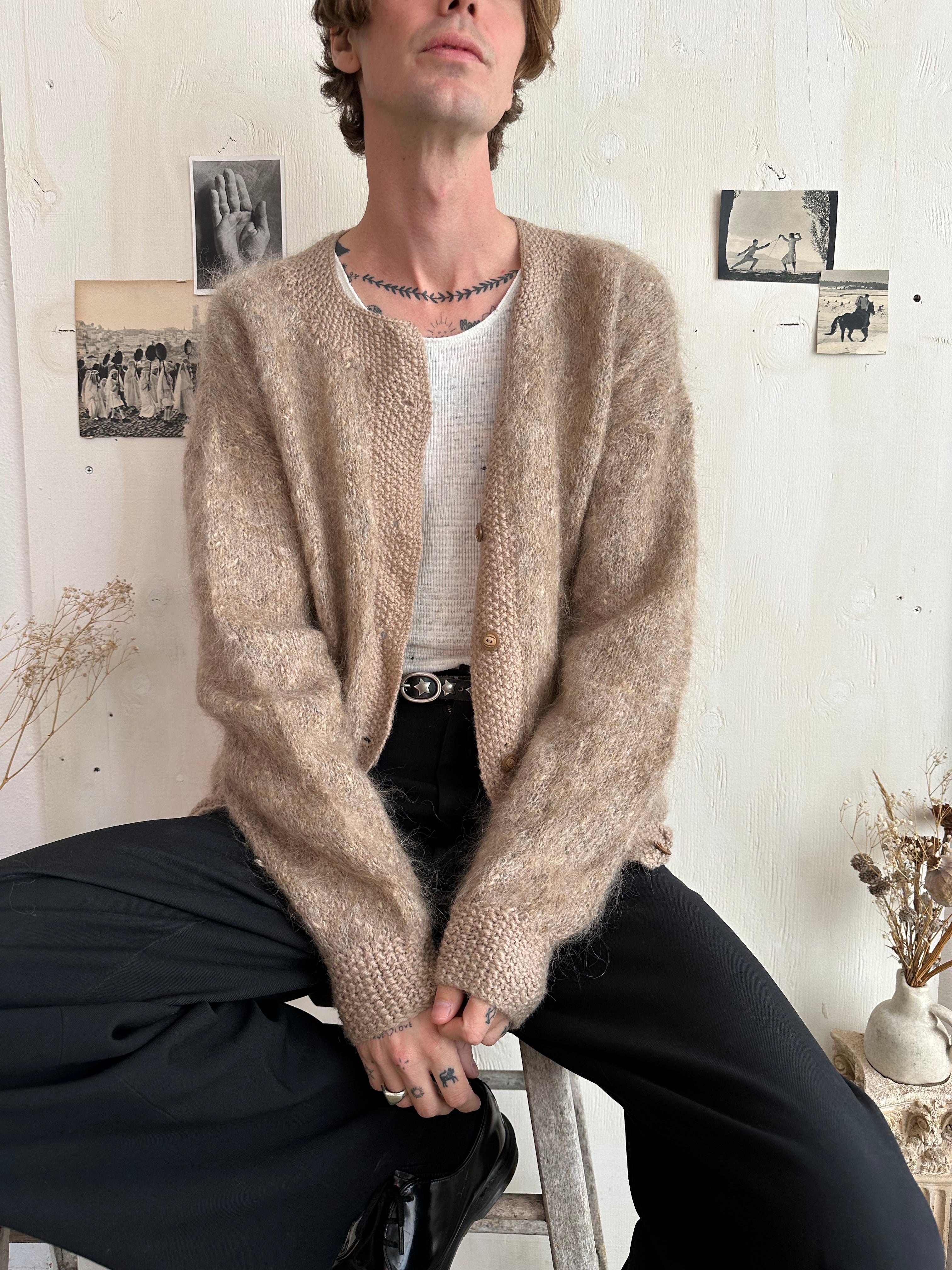 1980s Handmade Mohair Cardigan (XL)