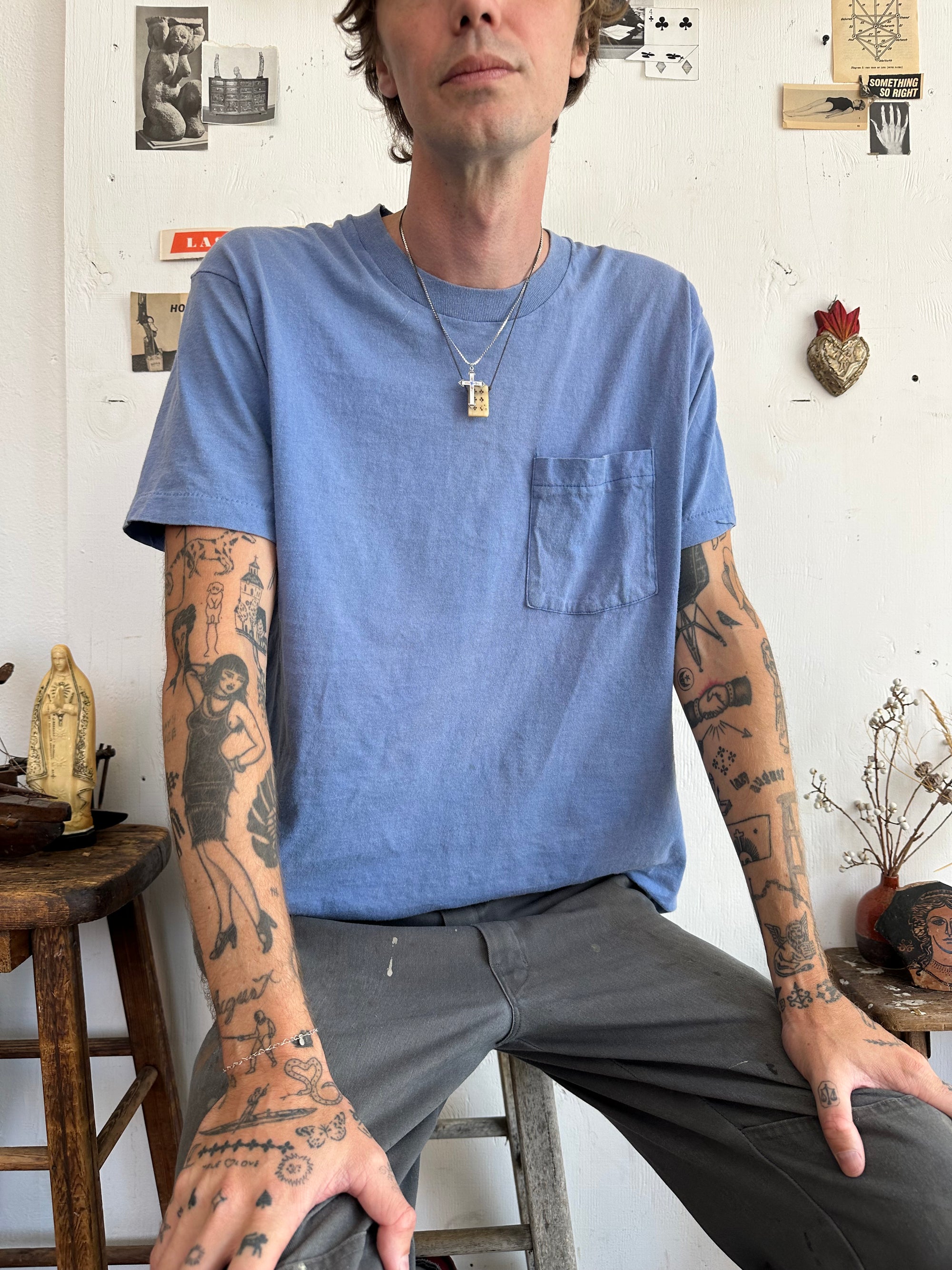 1980s Light Blue Pocket Tee