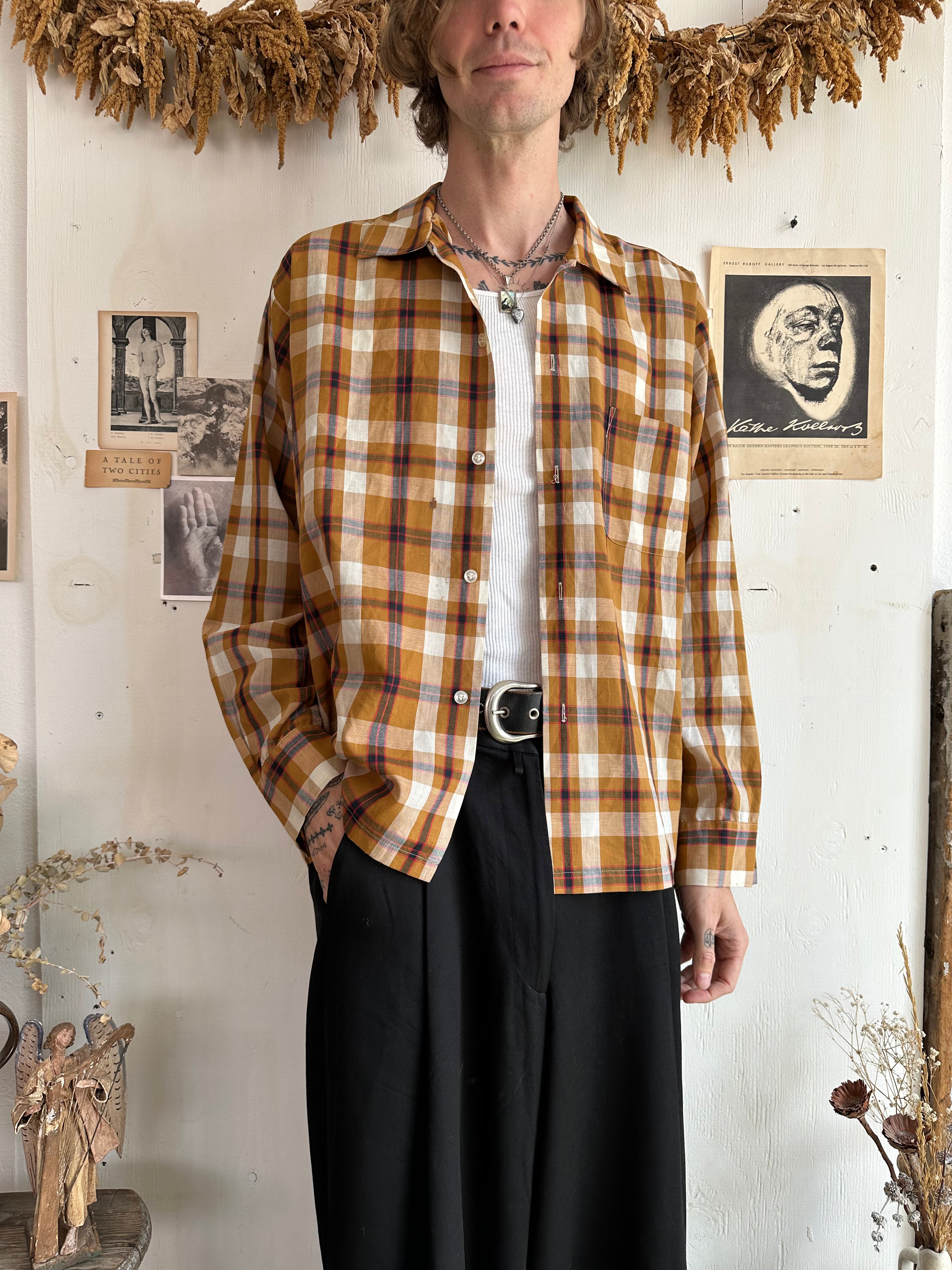 1960s Thin Plaid Shirt (XL)