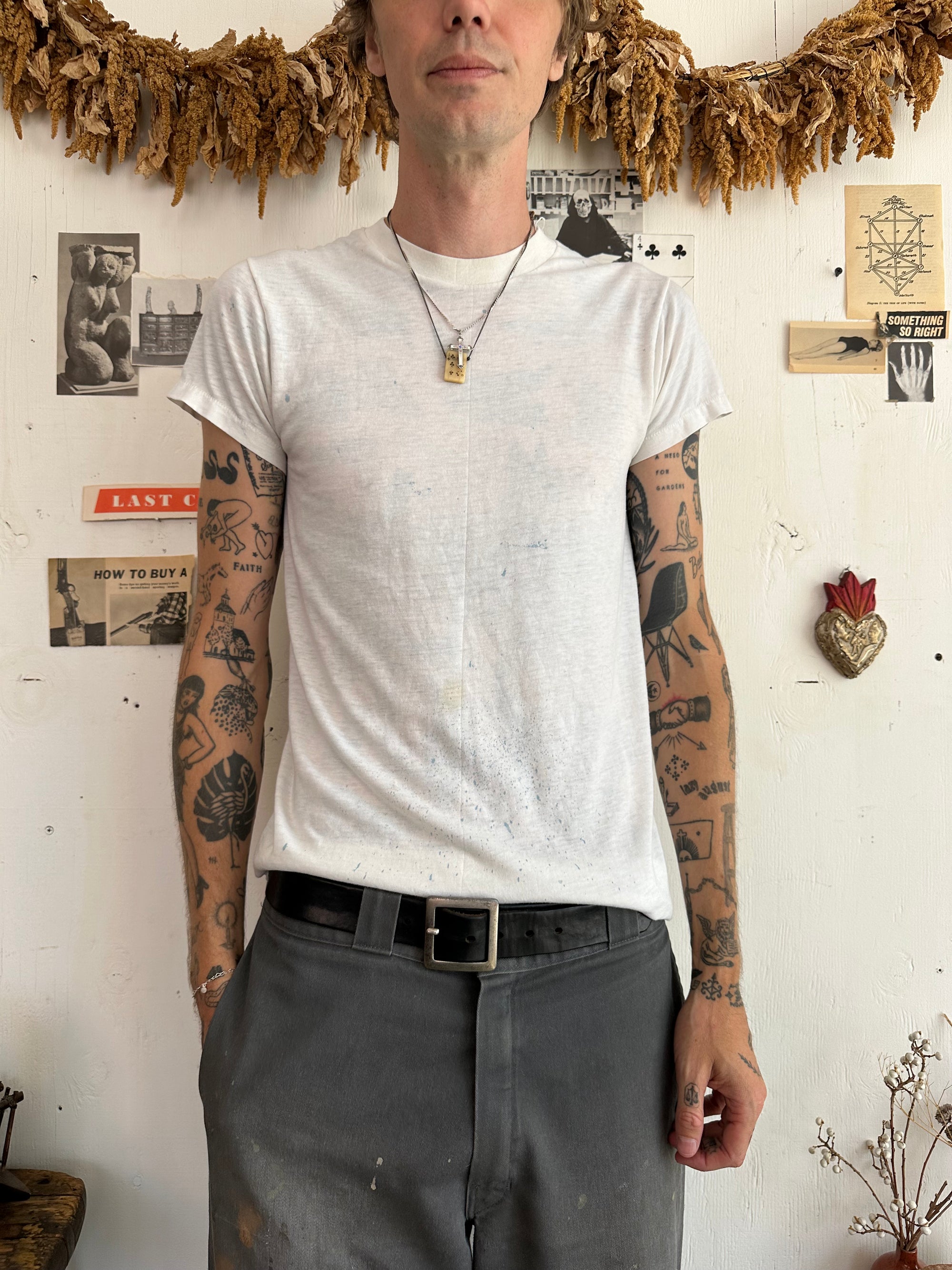 1960s Paint Splattered White Tee