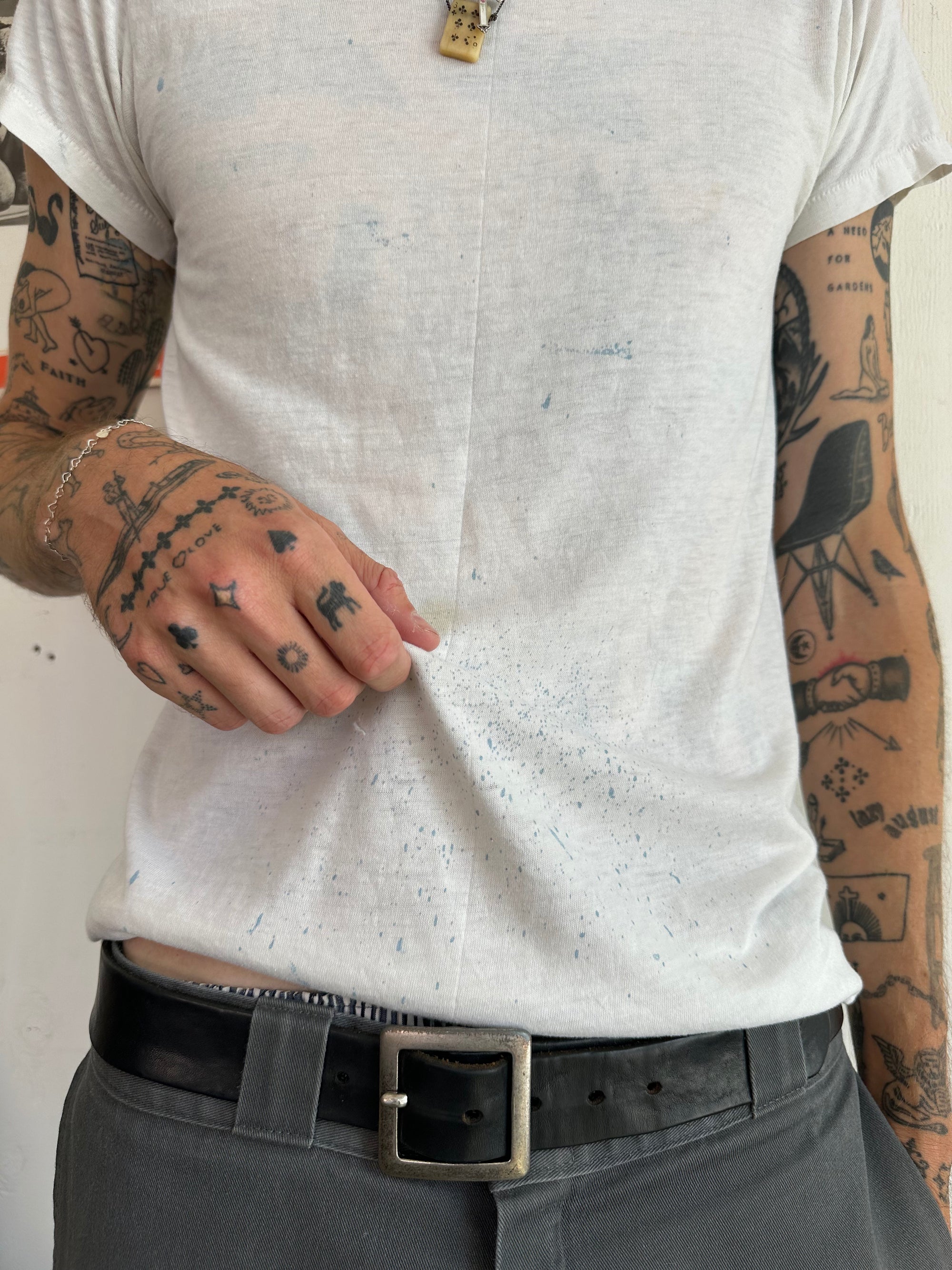 1960s Paint Splattered White Tee