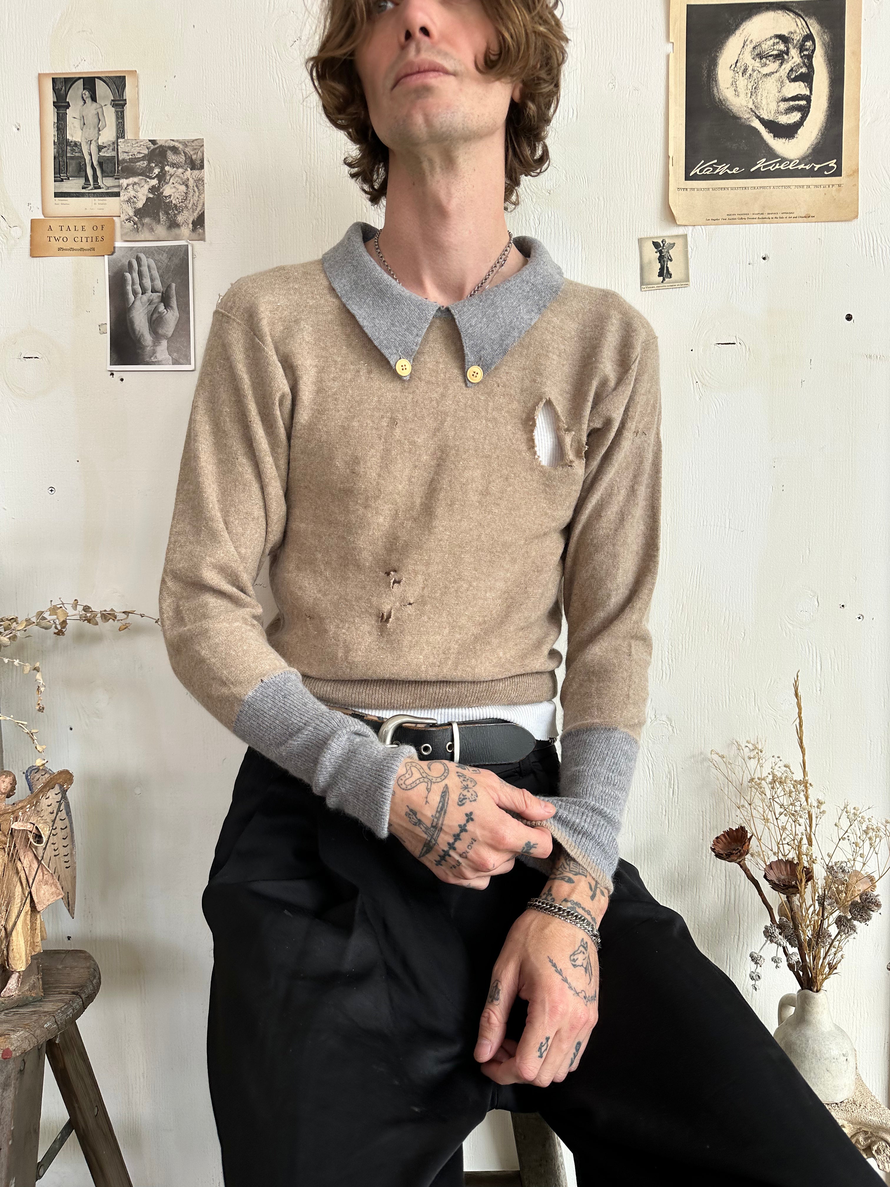 1970s Thrashed Button Down Sweater (S)