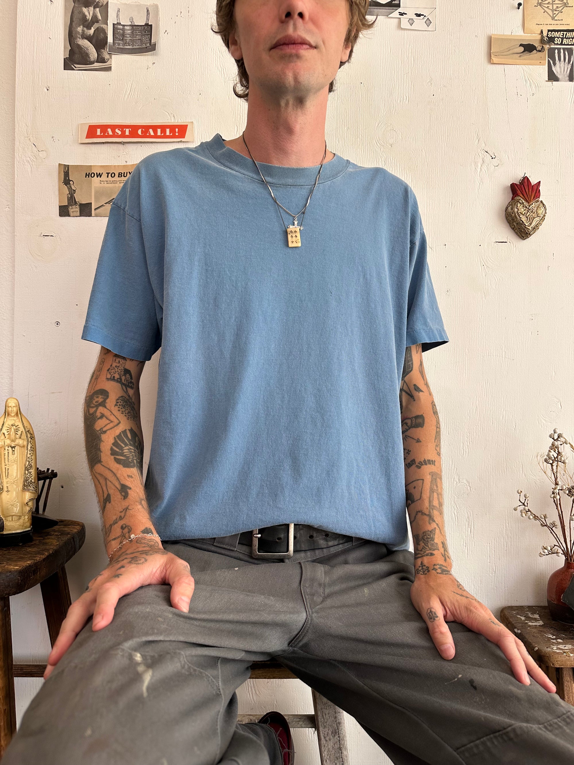 1990s Sunfaded Blue Blank