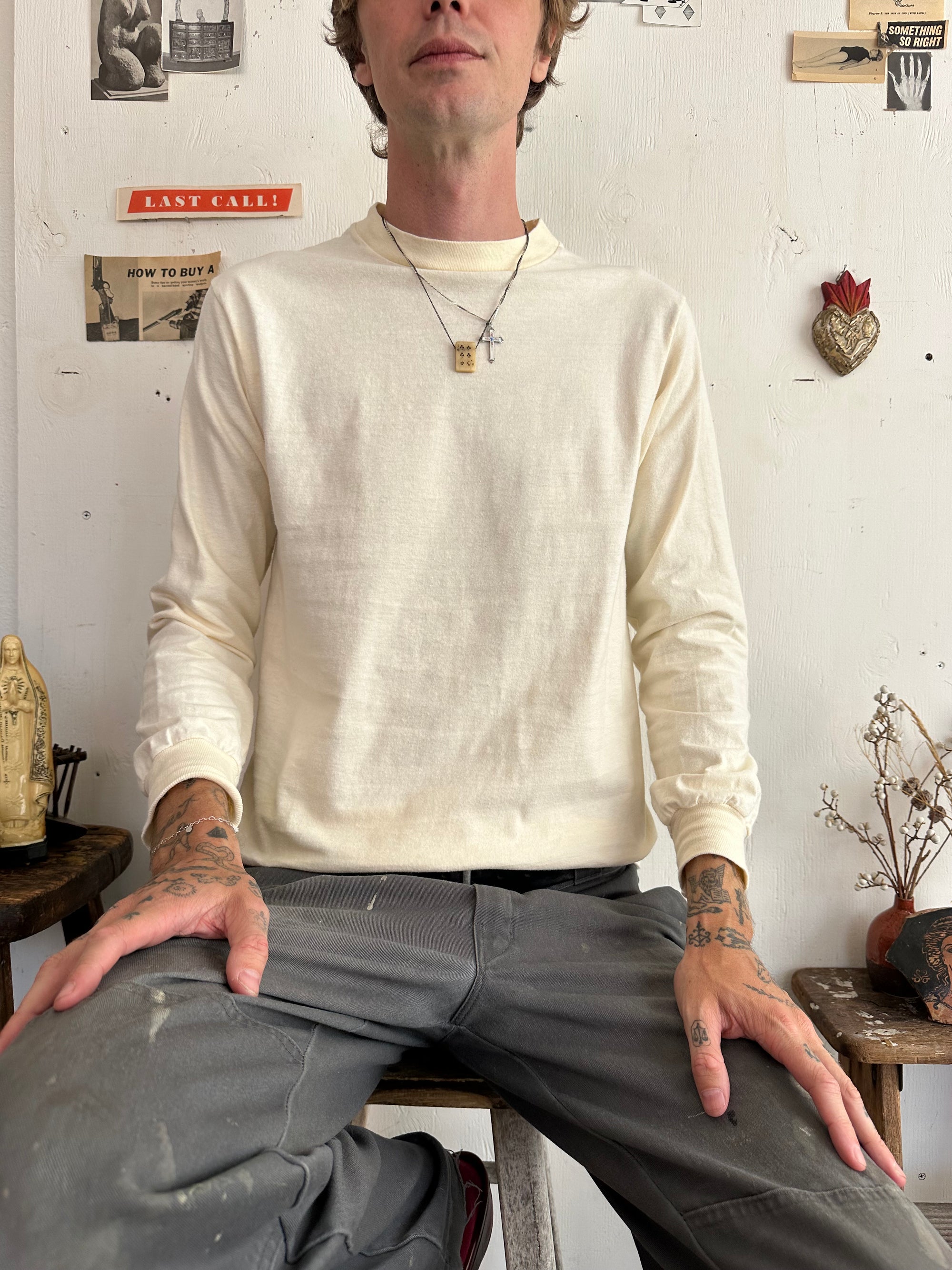 1980s Discolored White Long Sleeve