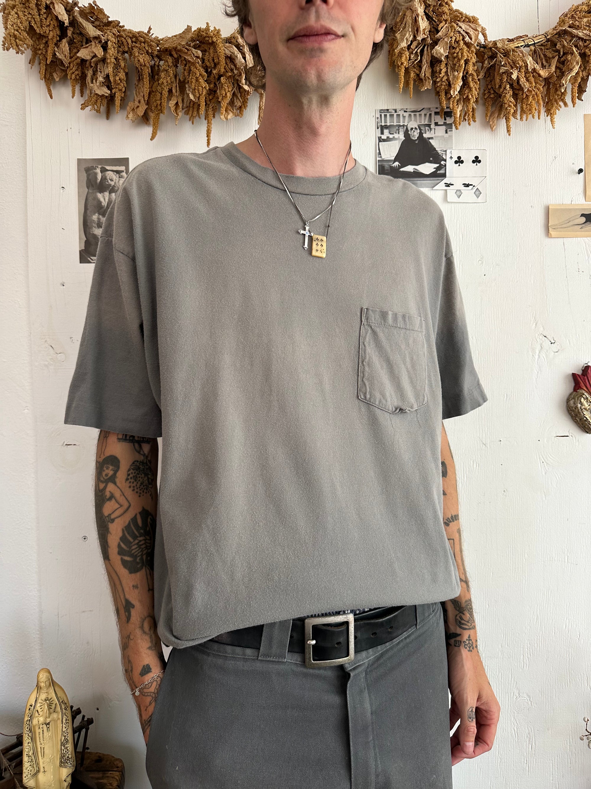 1990s Slate Grey Pocket Tee