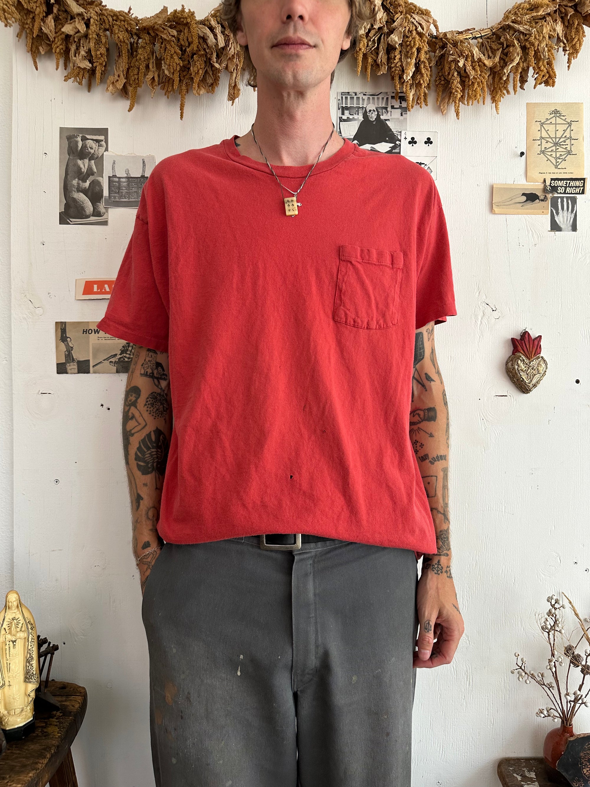 1990s Faded Red Pocket Blank
