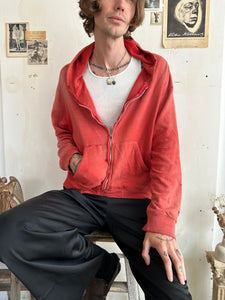 1960s Thrashed & Sun-Faded Thermal Lined Zip-Up Hoodie (Boxy M/L)