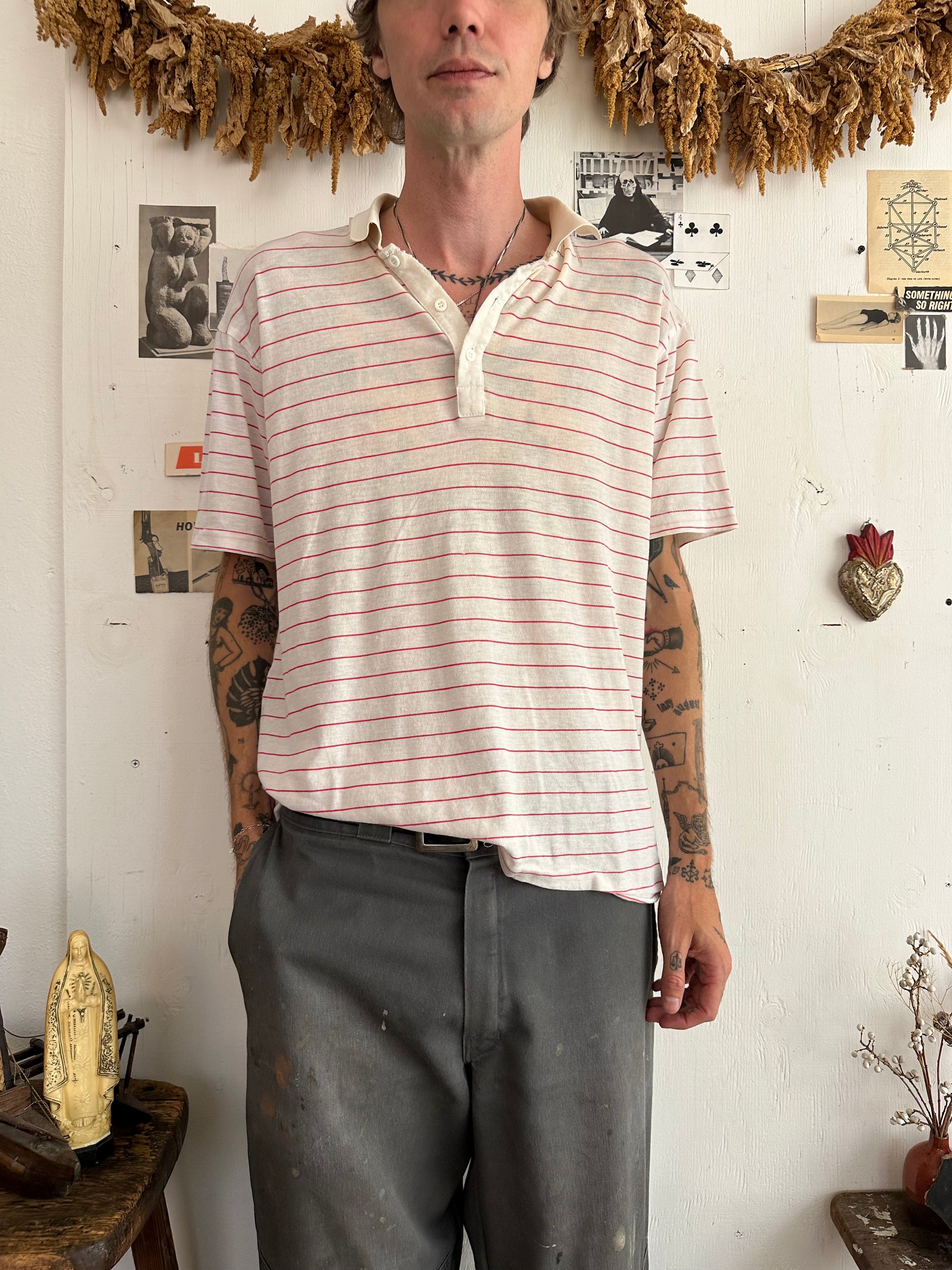 1980s Paper Thin Striped Polo