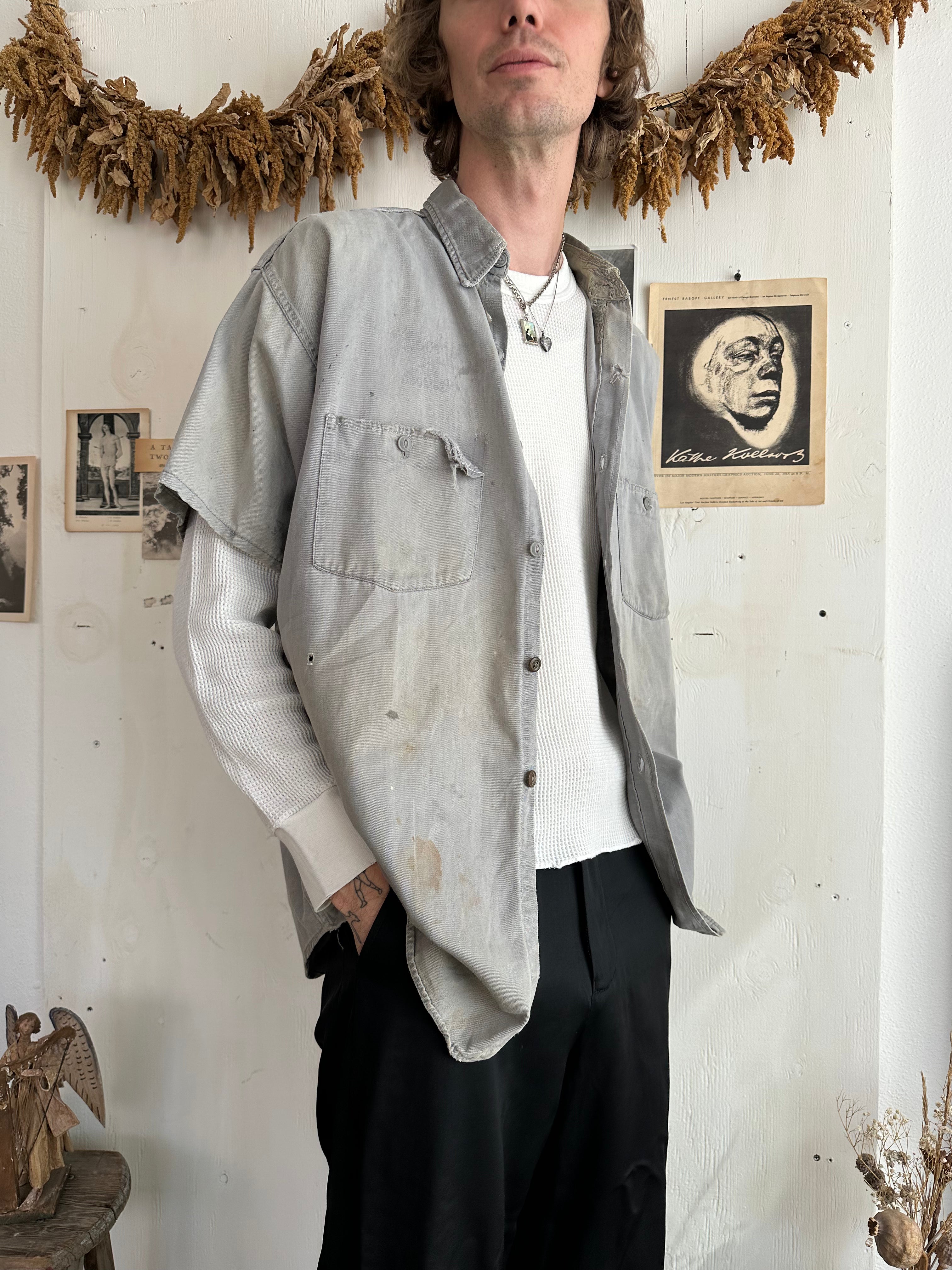 1950s Thrashed Stone Colored Work Shirt (Boxy XL)