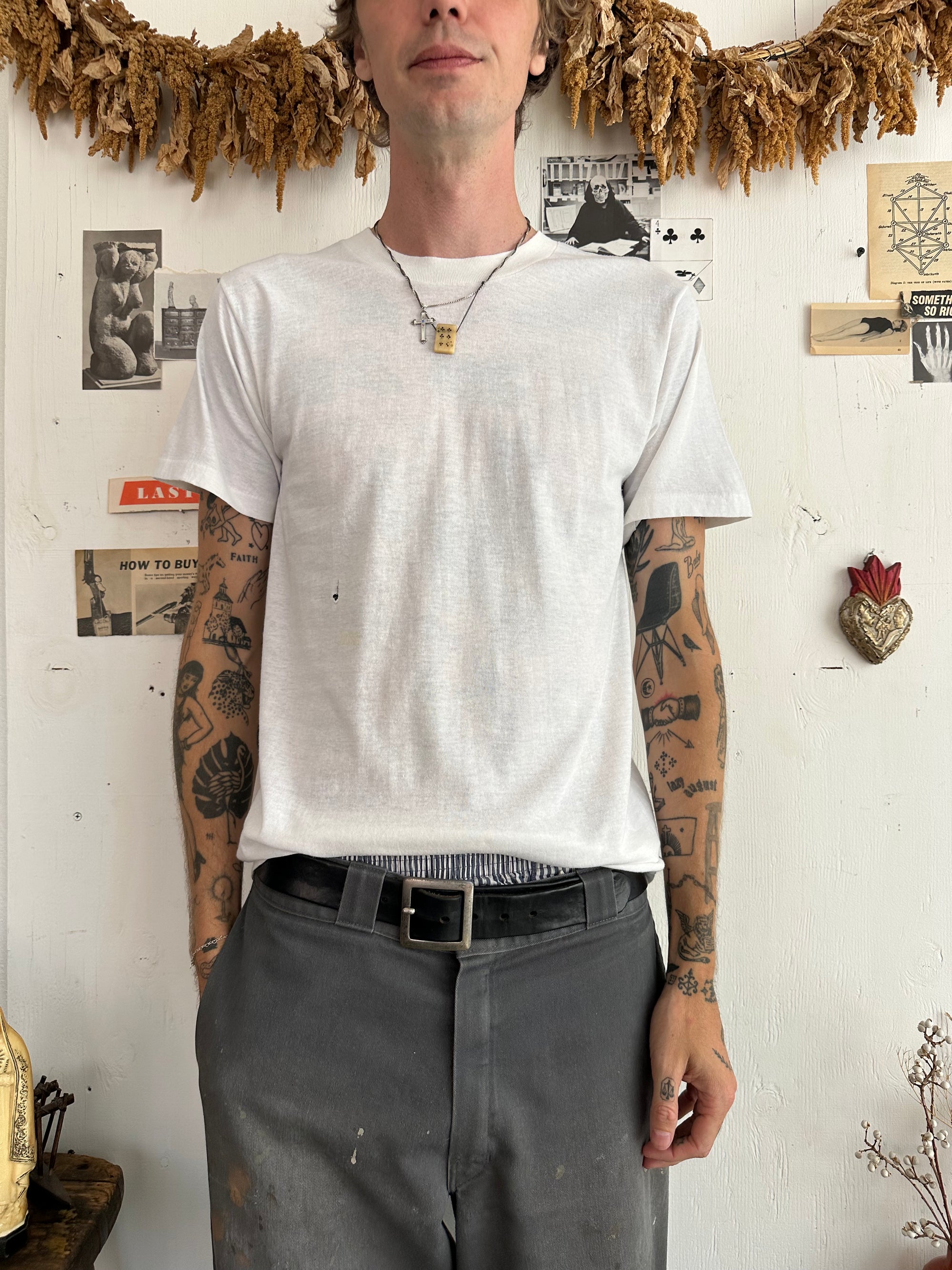1980s Well Worn White Blank
