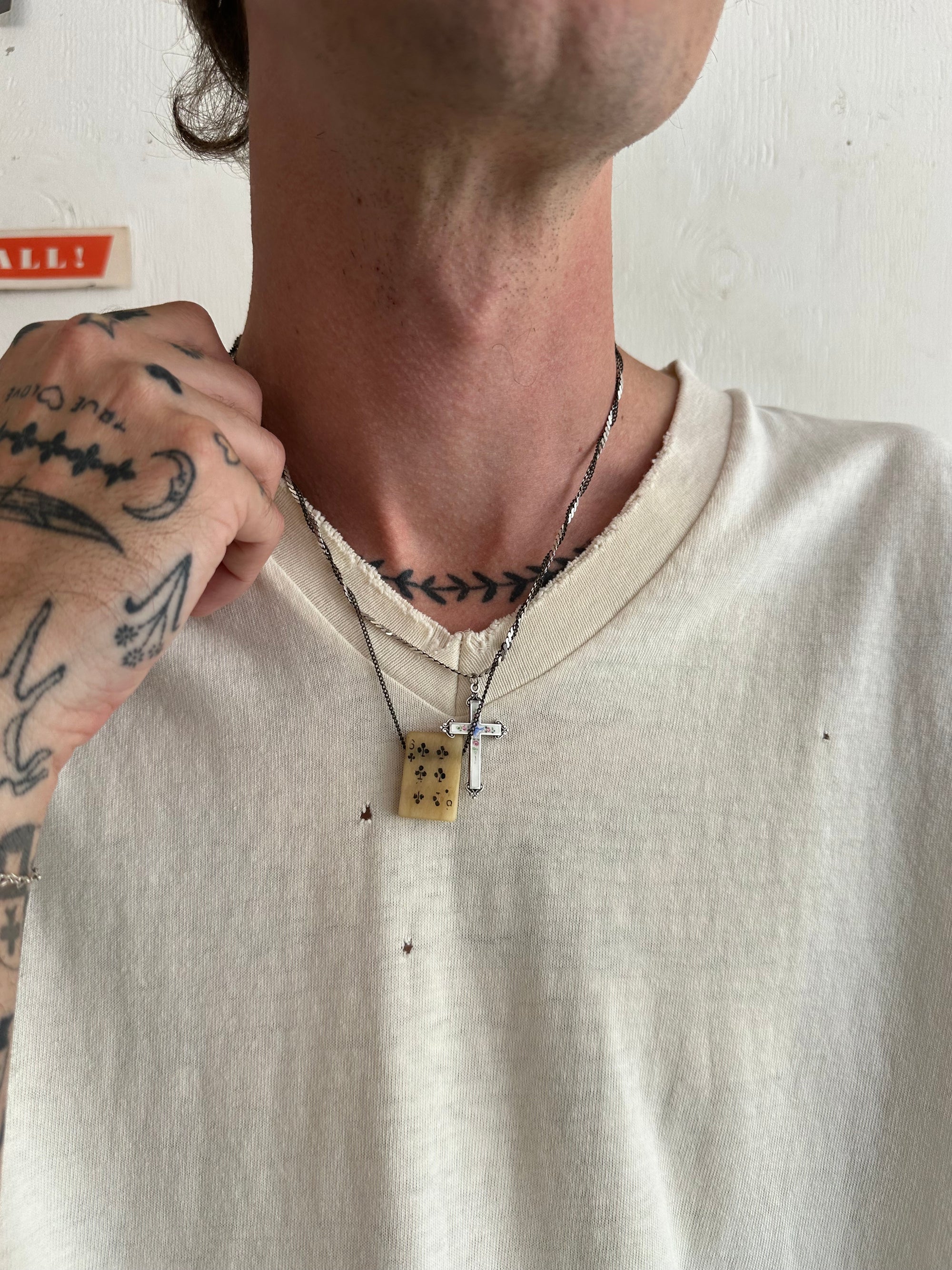 1990s Well Worn White V-Neck